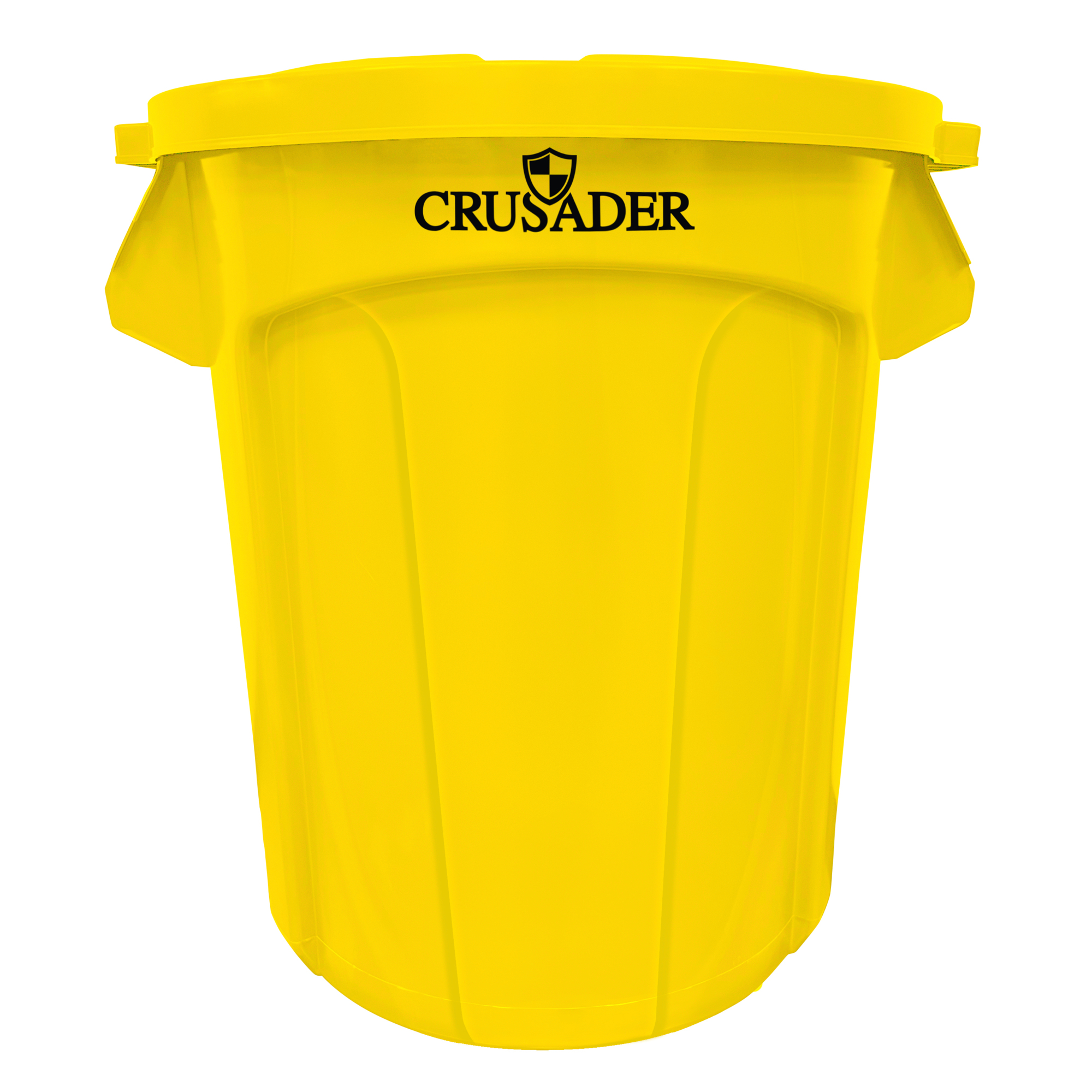 Crusader Round Heavy-duty Utility Container, 20 Gallon, 19-1/2" Dia. x 22-9/10" H, Polyethylene, Yellow, NSF, Made in USA