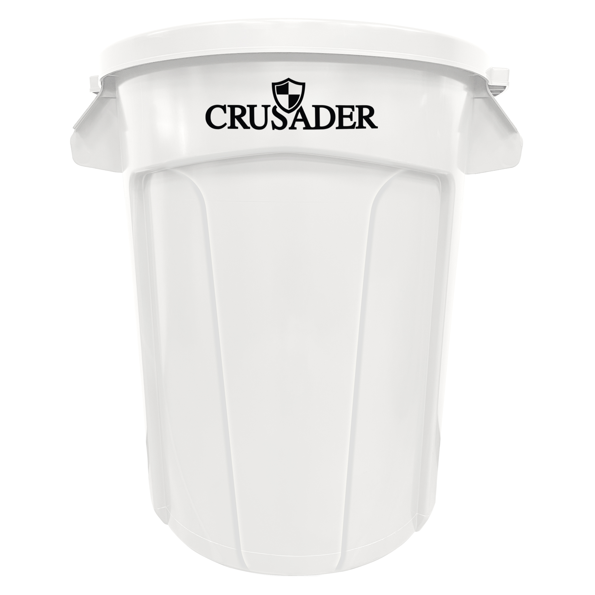 Crusader Round Heavy-duty Utility Container, 32 Gallon, 22" Dia. x 27-3/10" H, Polyethylene, White, NSF, Made in USA