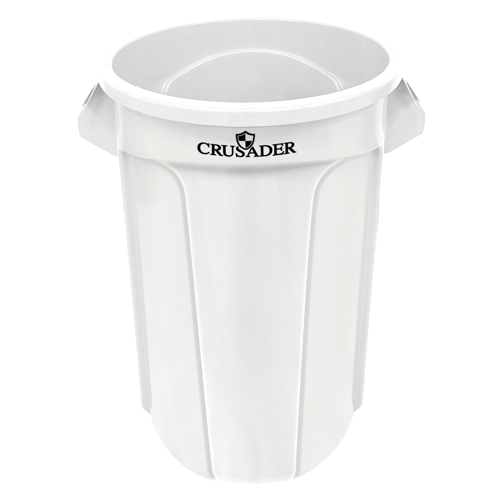 Crusader Round Heavy-duty Utility Container, 44 Gallon, 24" Dia. x 31-1/2" H, Polyethylene, White, NSF, Made in USA