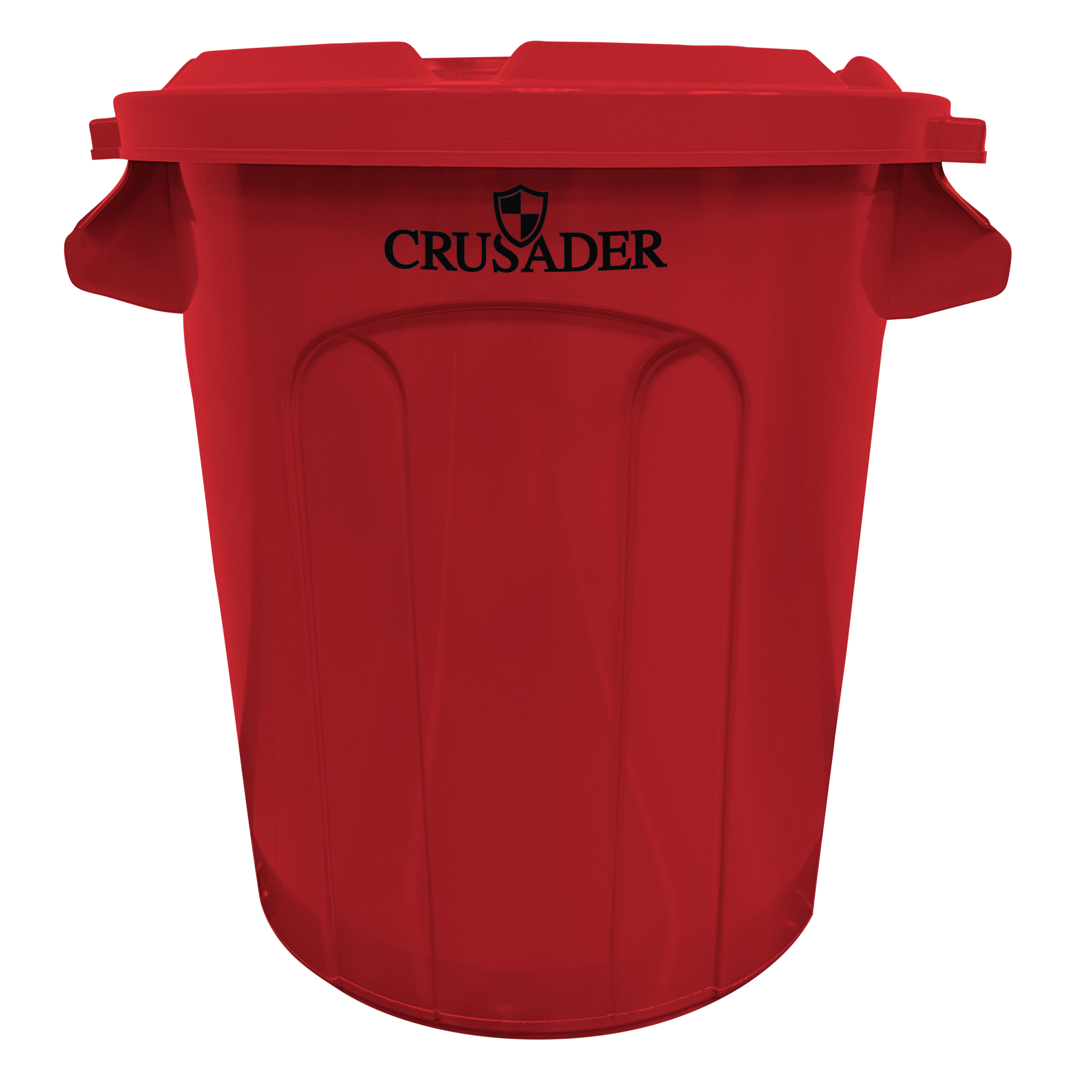 Crusader Round Heavy-duty Utility Container, 10 Gallon, 15-3/5" Dia. x 17-3/10" H, Polyethylene, Red, NSF, Made in USA