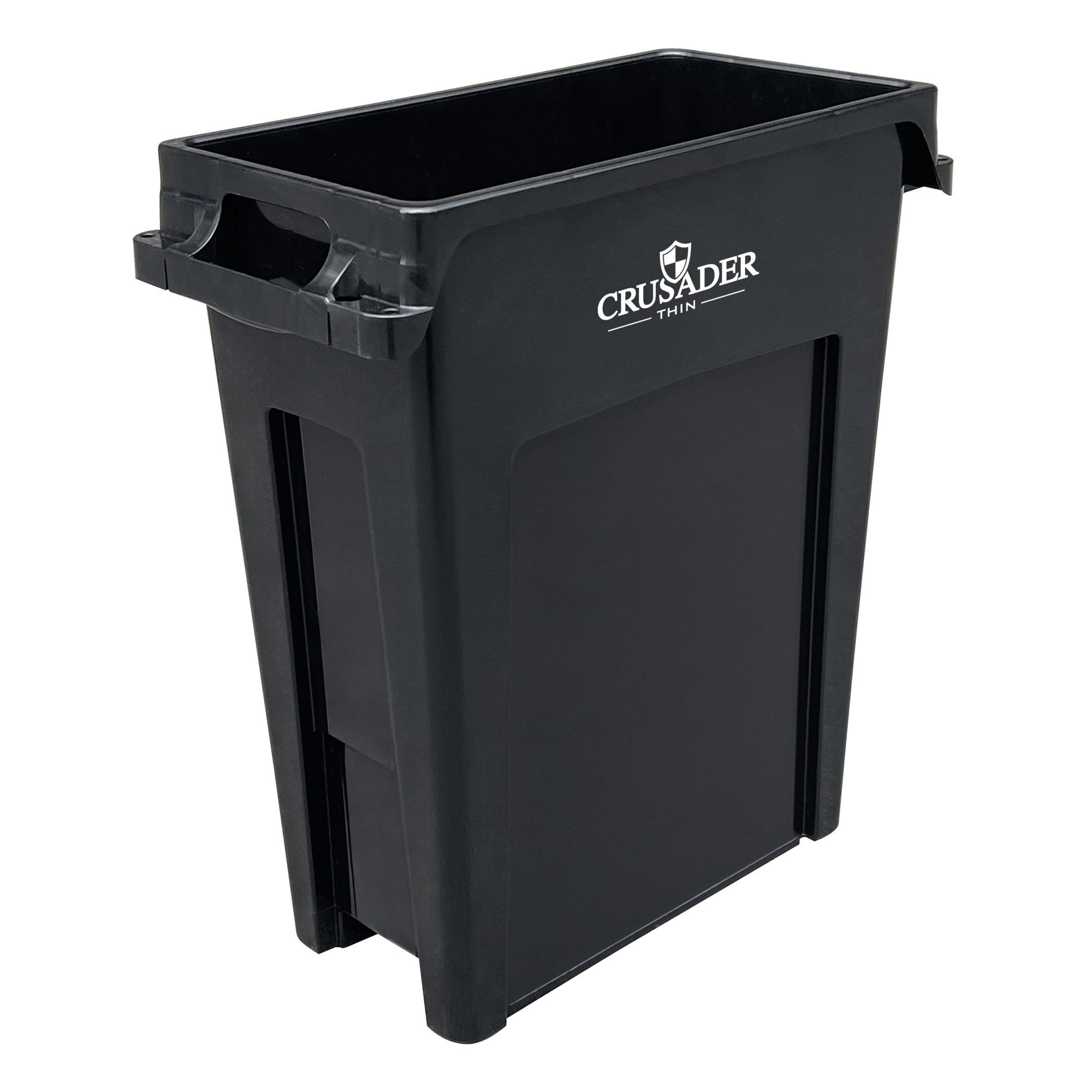 Crusader Thin Contianer, 16 Gallon, 22"D x 11"W x 25"H, Polypropylene, Black, NSF, Made in USA