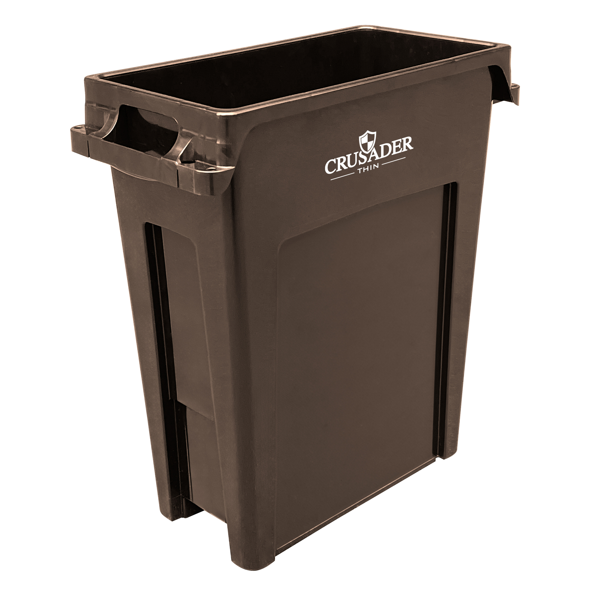 Crusader Thin Contianer, 16 Gallon, 22"D x 11"W x 25"H, Polypropylene, Brown, NSF, Made in USA