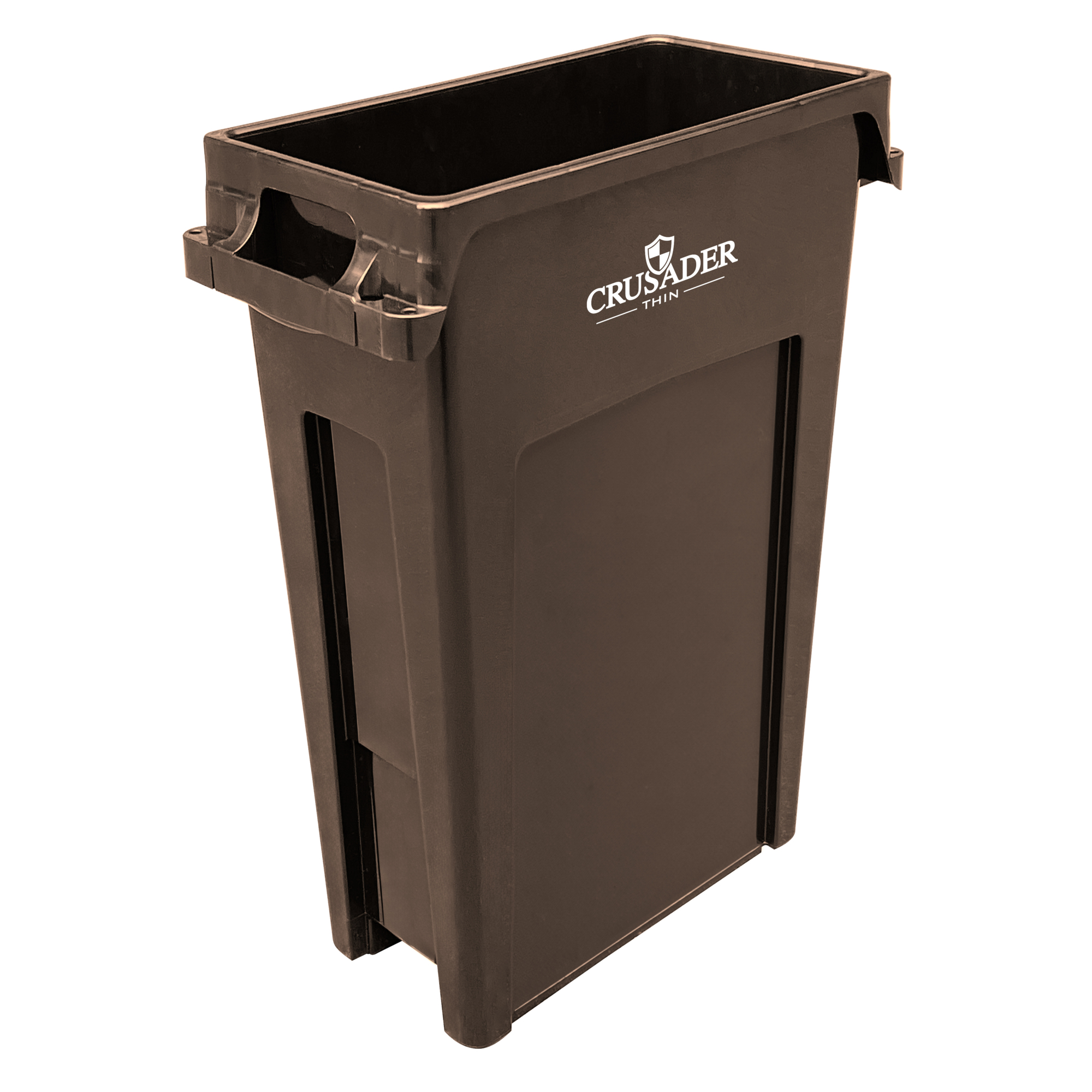 Crusader Thin Contianer, 23 Gallon, 22"D x 11"W x 30"H, Polypropylene, Brown, NSF, Made in USA