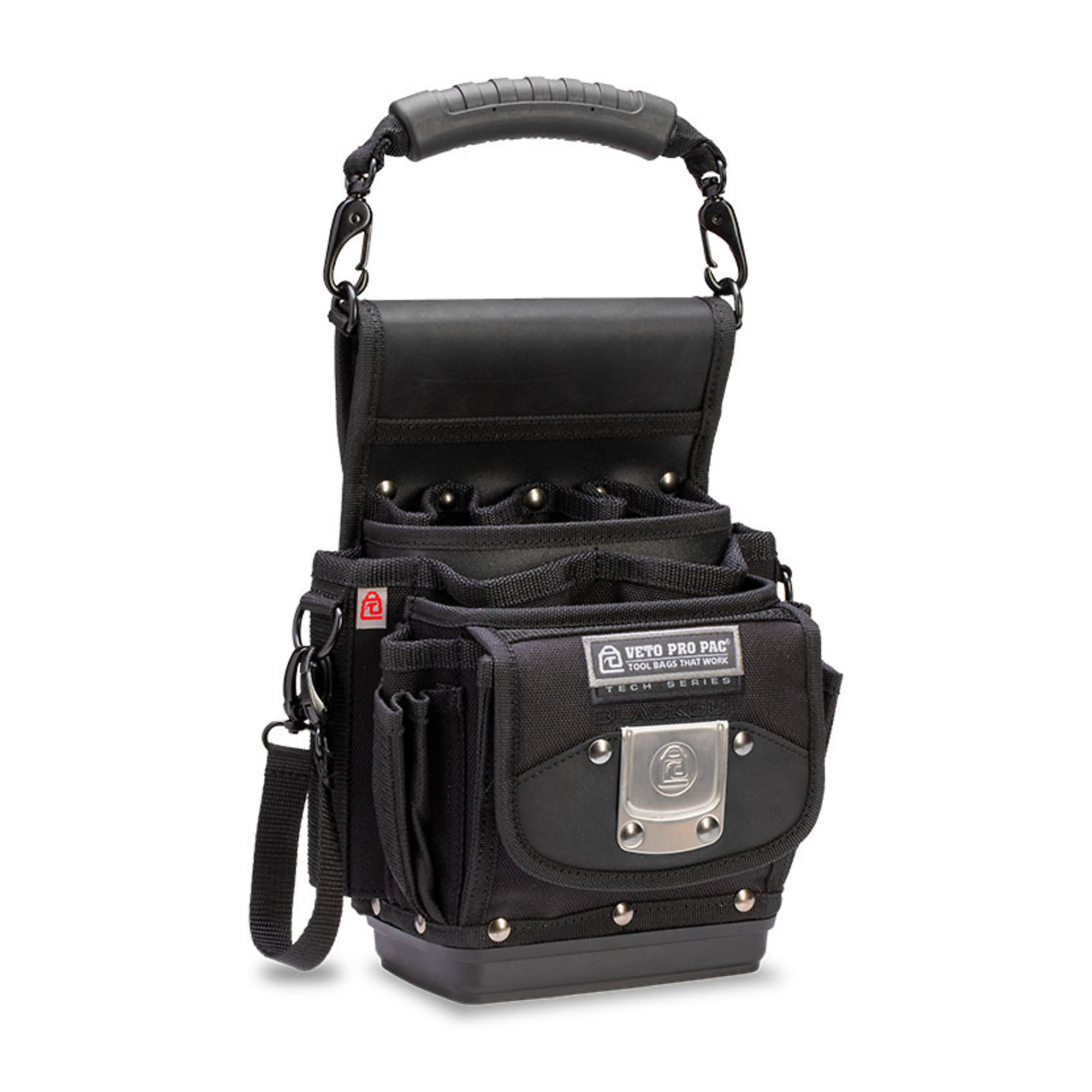 Veto Pro Pac Blackout Tool Pouch — 15 Pockets, Injection Molded Base, Detachable Rubber Handle, Model# TP4B Blackout