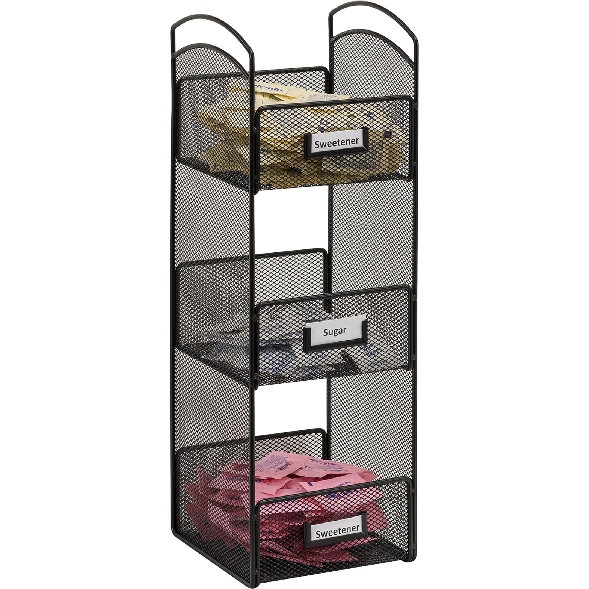 Safco Onyx Tower Break Room Organizer, 3 Compartments, Black, Model# 3290BL
