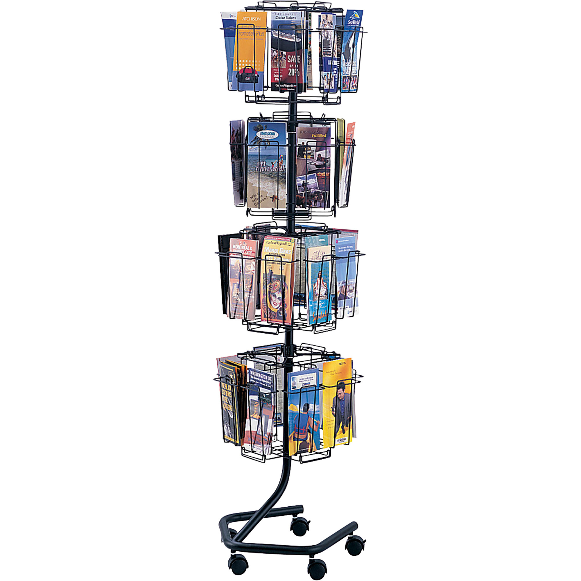 Safco Wire Brochure Display Rack, Charcoal, 60in.W x 15in.D x 15in.H, Model# 4128CH