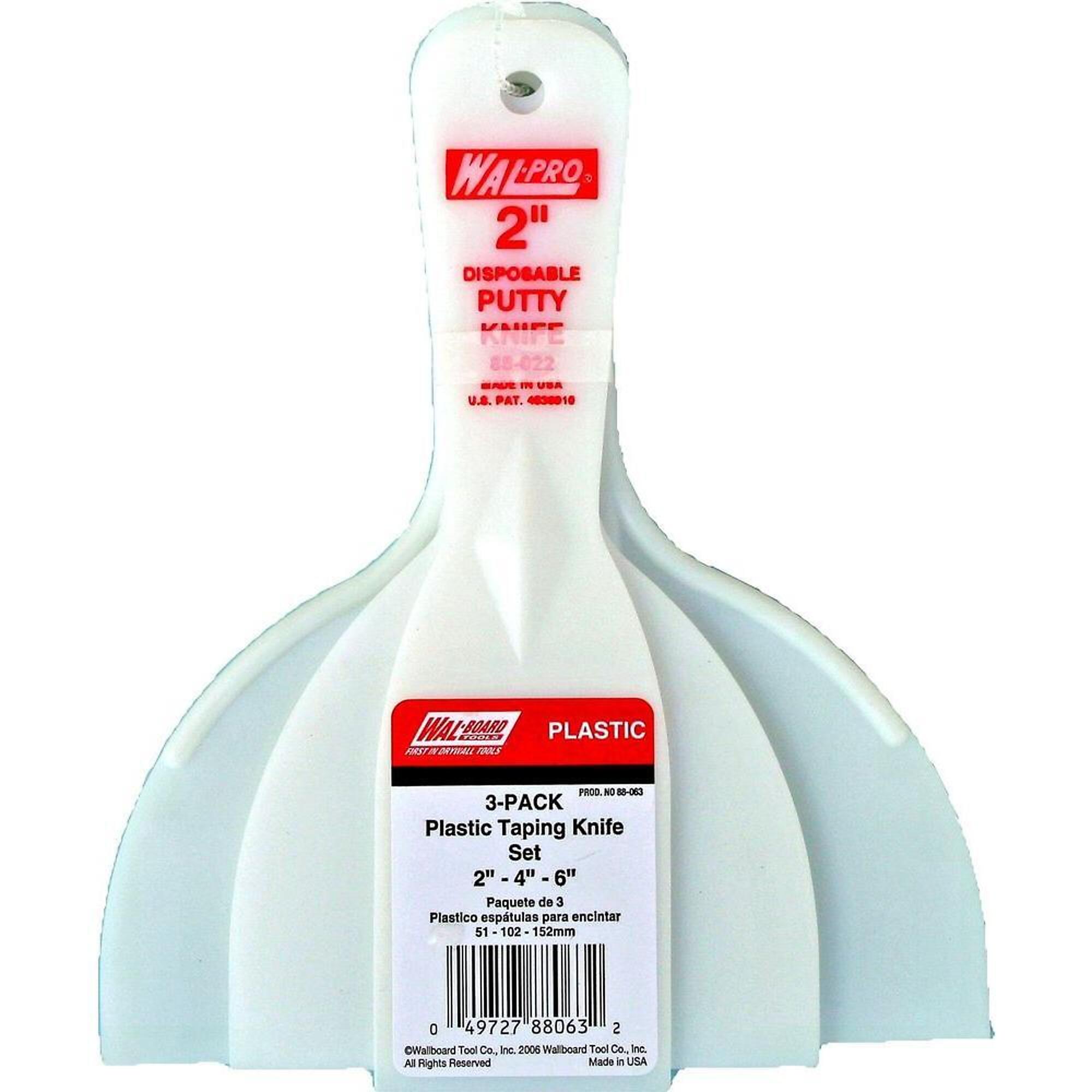 3Pc. Plastic Putty knives set, 2in., 4in. and 6in. Sizes