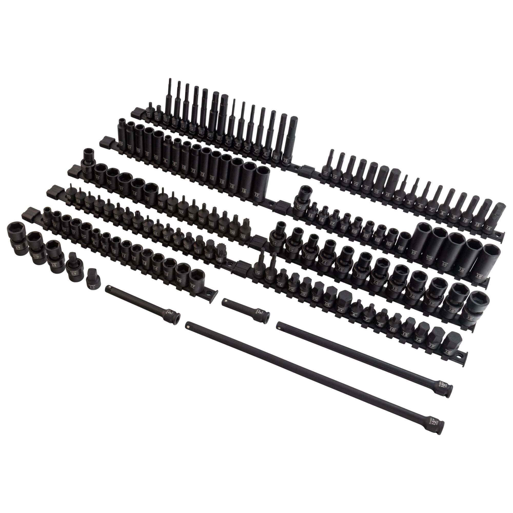 Sunex Tools Master Impact Socket & Bit Set — 3/8in. Drive, SAE & Metric, 6-Point, Standard & Deep, 145-Piece, Model# 35145