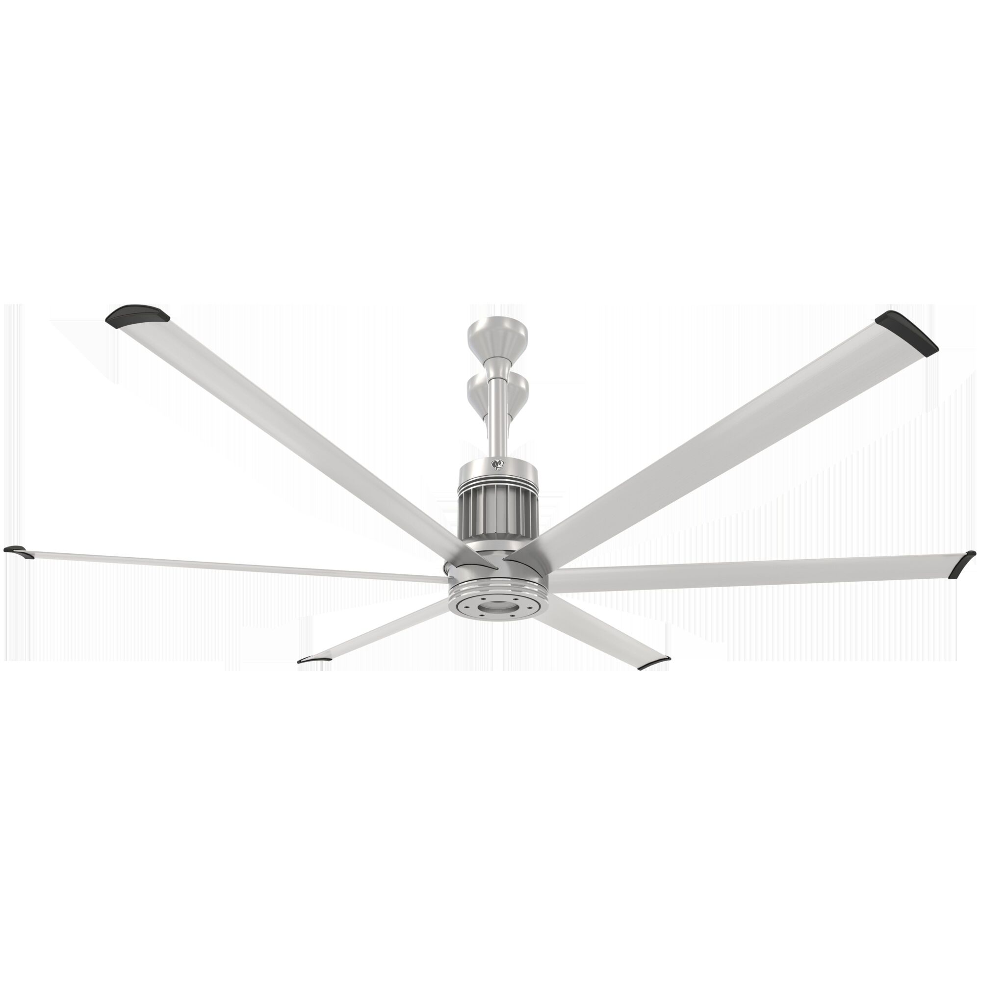 Big Ass Fans i6 Ceiling Fan — 84in., Brushed Silver, Outdoor, WiFi/BLE, 100-277V/1PH, 12in. Extension Tube, Model# MK-I61-071906A727I12