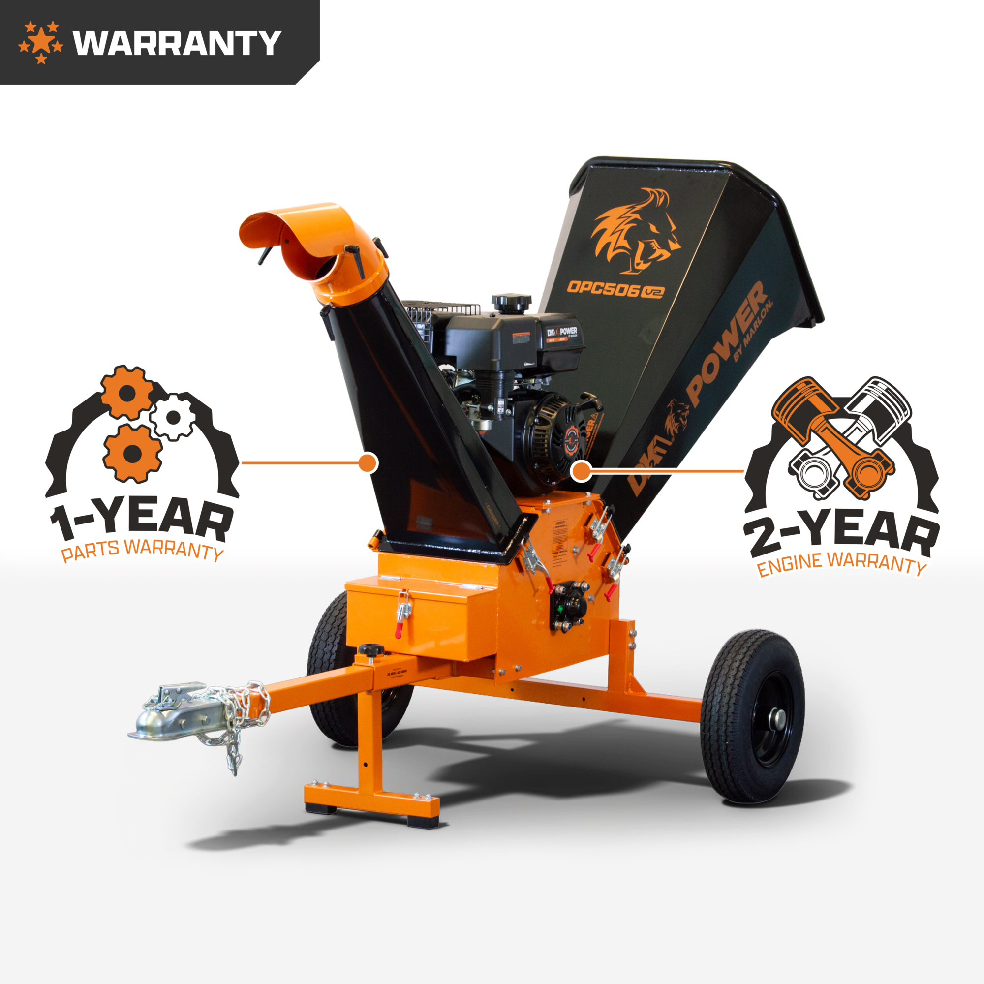 DONページ DK2 Power V2 Series Chipper Shredder — 6in., 15 HP, 420cc, Tow