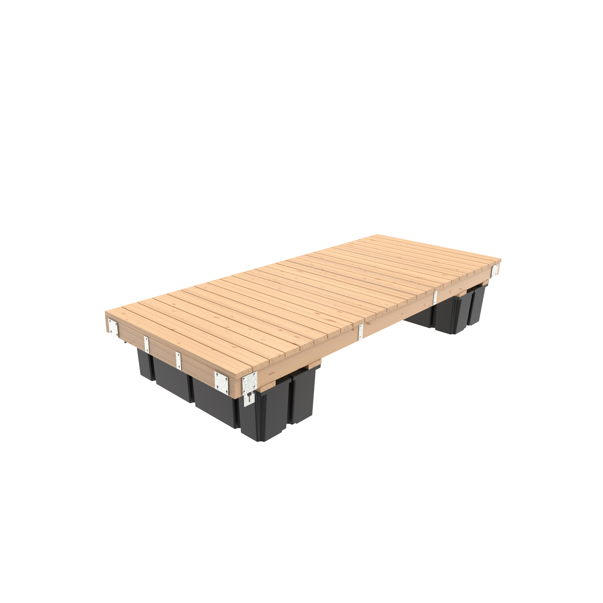 Multinautic Floating Wood Dock Kit — 5ft. x 12ft., Includes 2 Foam-Filled Floats, HDG Galvanized Steel Components, High Freeboard, Model# 19437