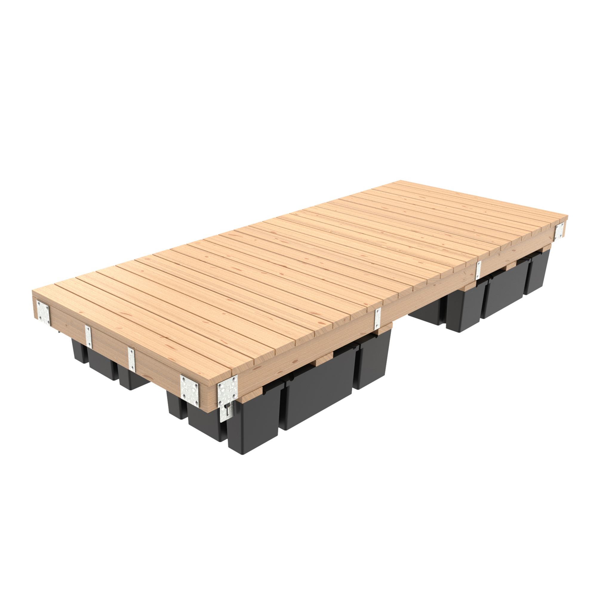 Multinautic Floating Wood Dock Kit — 5ft. x 12ft., Medium Freeboard, 4 Foam-Filled Floats, Galvanized Steel Components, Model# 19425