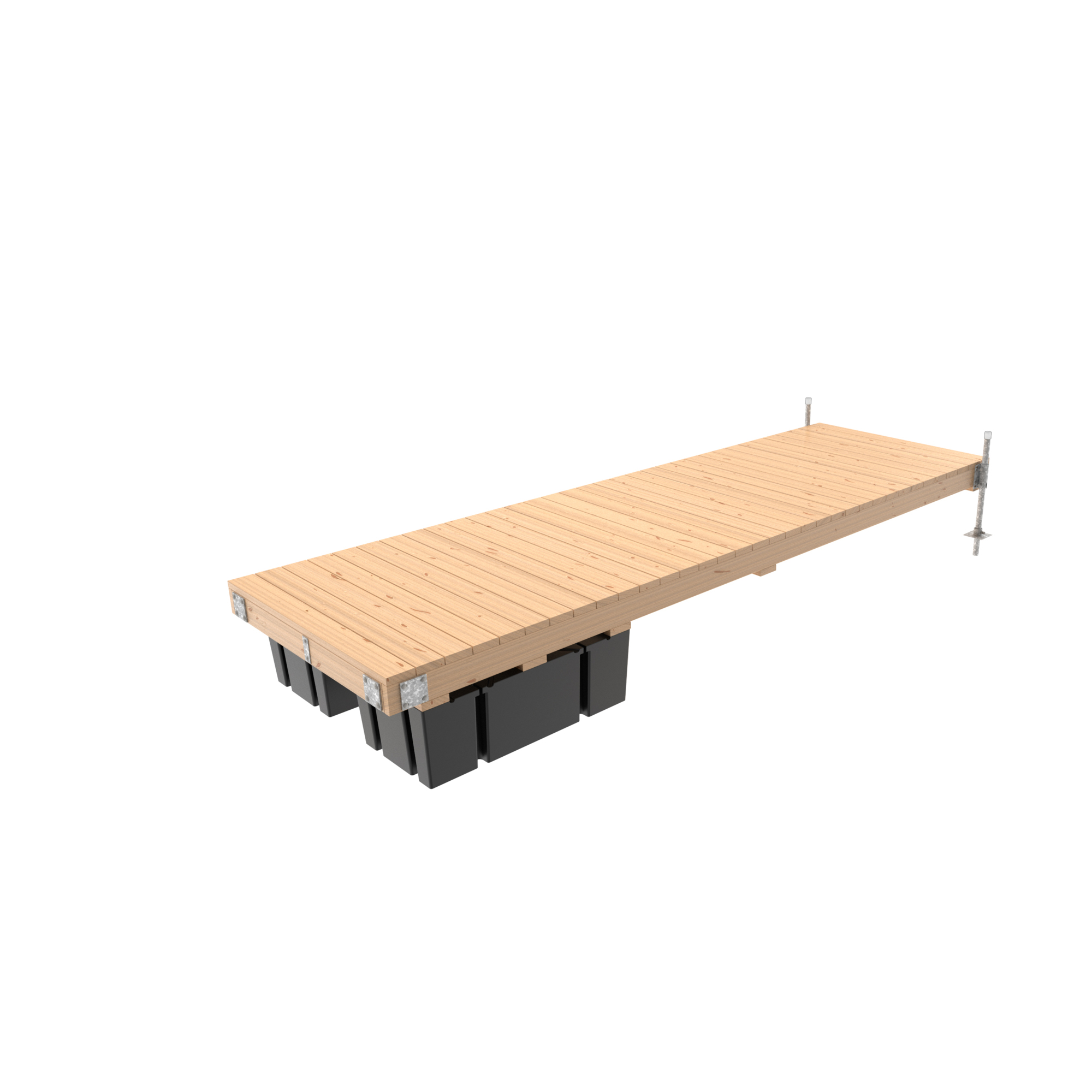 Multinautic Dock Kit — 5ft. x 16ft. Semi-Floating Wood Dock, 2 Foam-Filled Floats, 24in. x 48in. x 16in., HDG Galvanized Steel Components, Model# 19377