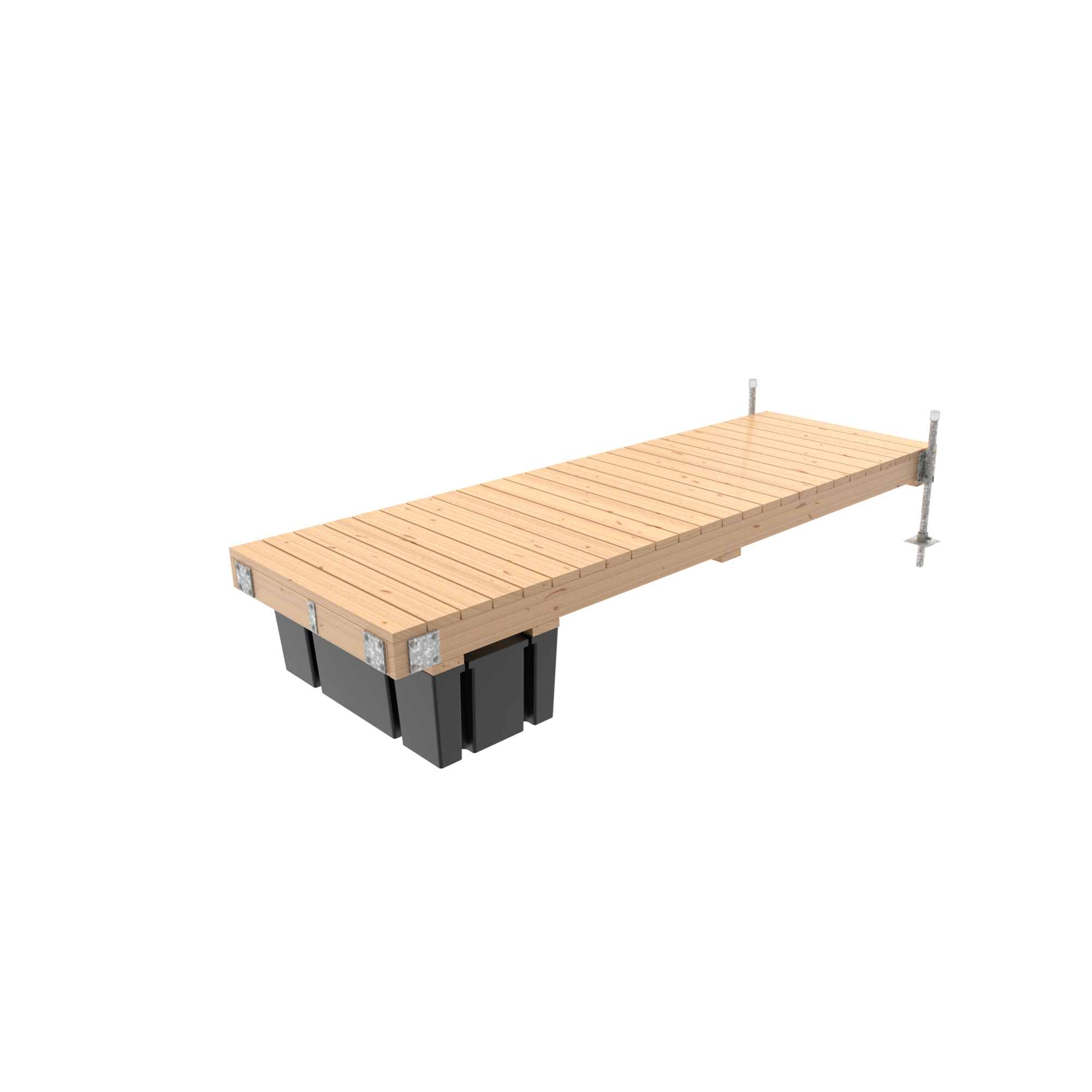 Multinautic Semi-Floating Wood Dock Kit — 4ft. x 12ft., Foam-Filled Float, Galvanized Steel Components, Model# 19376