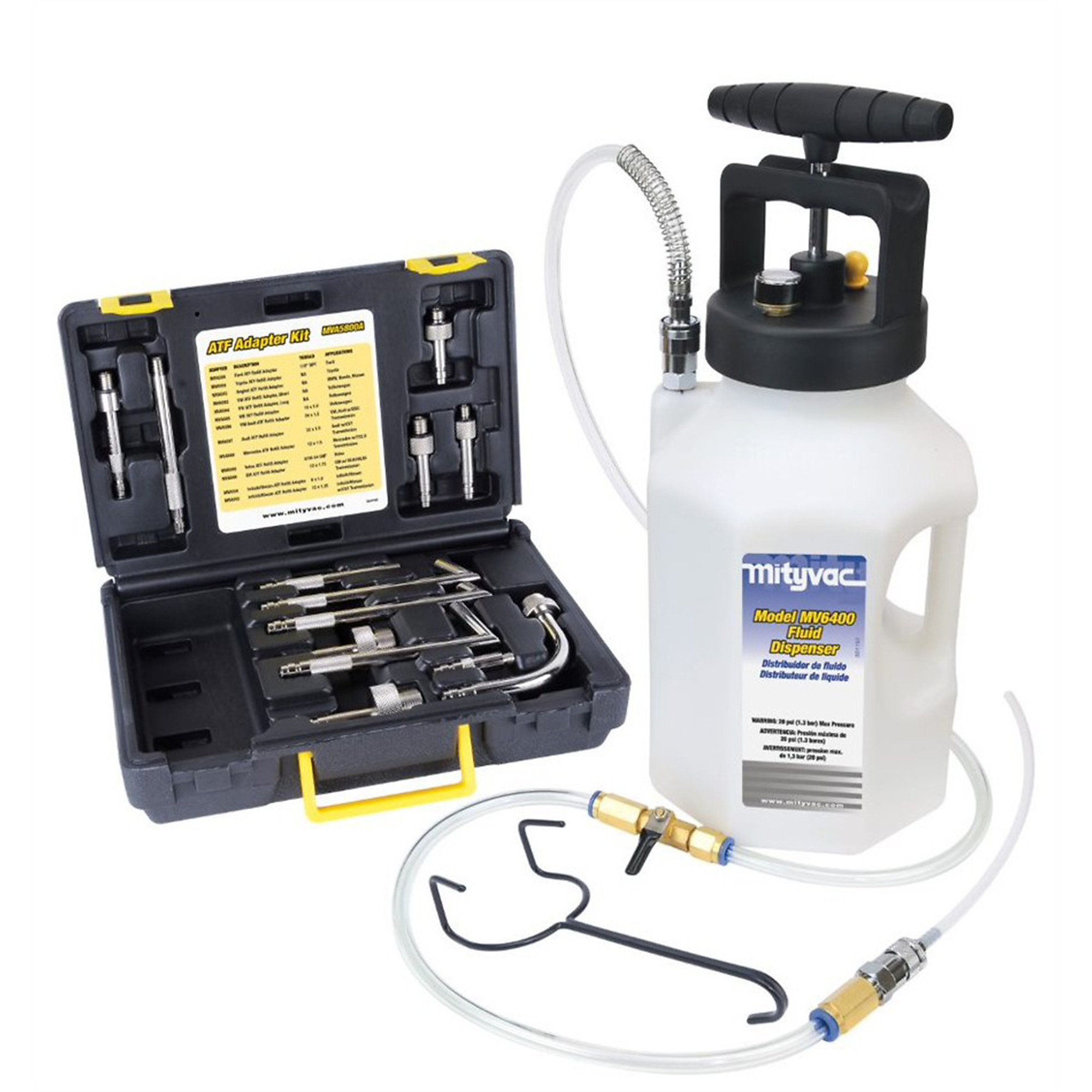 MityVac Pneumatic ATF Refill System — 1.2 Gal. Capacity, Manual Pump, Pressure Gauge, 5ft. Hose, Model# MITMV6410A