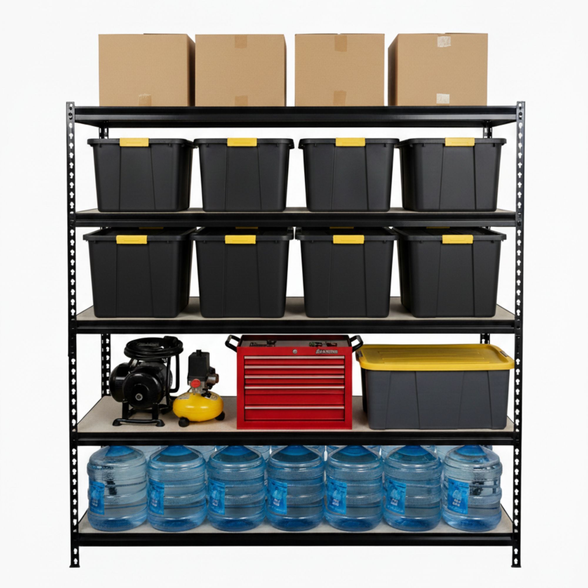 AR Shelving 5-Tier Heavy-Duty Rack — 60in. W x 18in. H x 72in. D, 4000-Lb. Capacity, Powder-Coated Steel, Matte Black, Model# TRCD18514KFUS0I