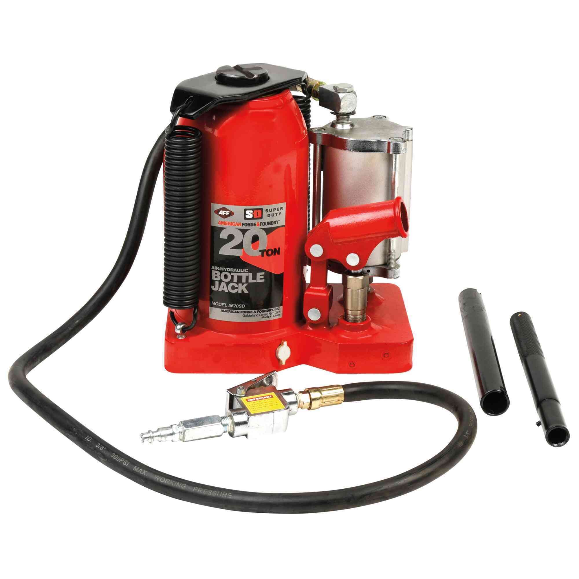 American Forge & Foundry Bottle Jack — 20 Ton Capacity, Air/Manual, Super Duty, Model# 5620SD