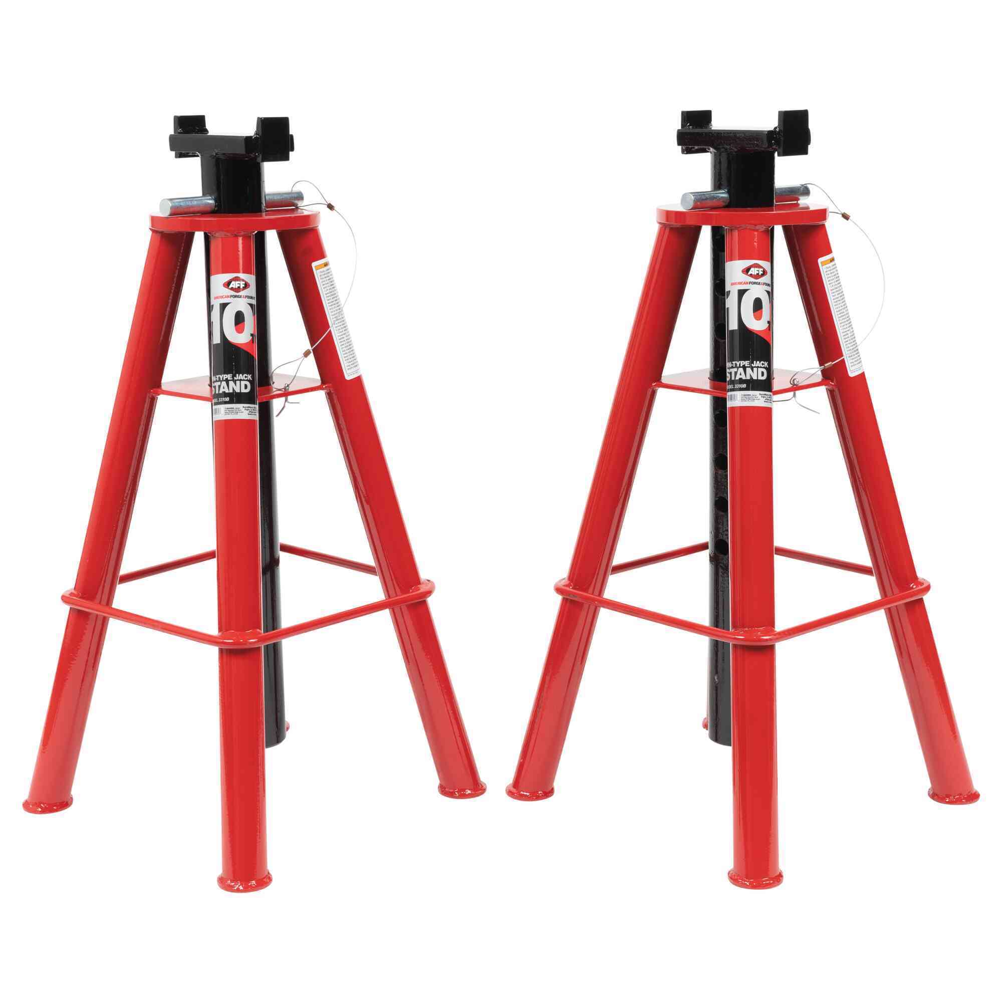 American Forge & Foundry Jack Stands — 10-Ton Capacity, Pin Style, High Lift, Pair, Model# 3310B