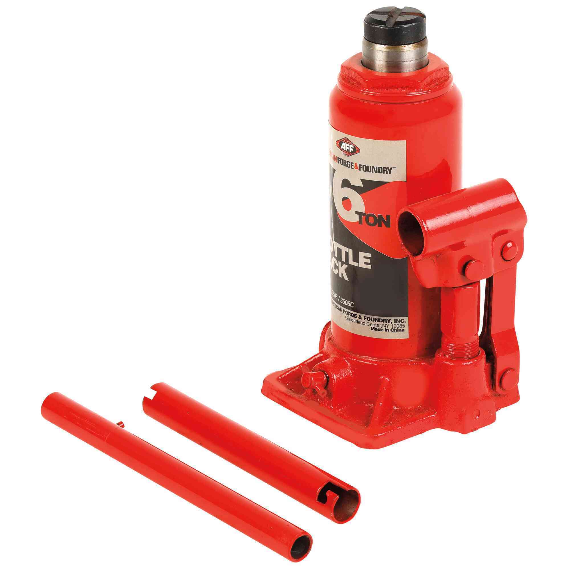 American Forge & Foundry Bottle Jack — 6 Ton Capacity, Manual, Heavy-Duty, Includes Case, Model# 3506C