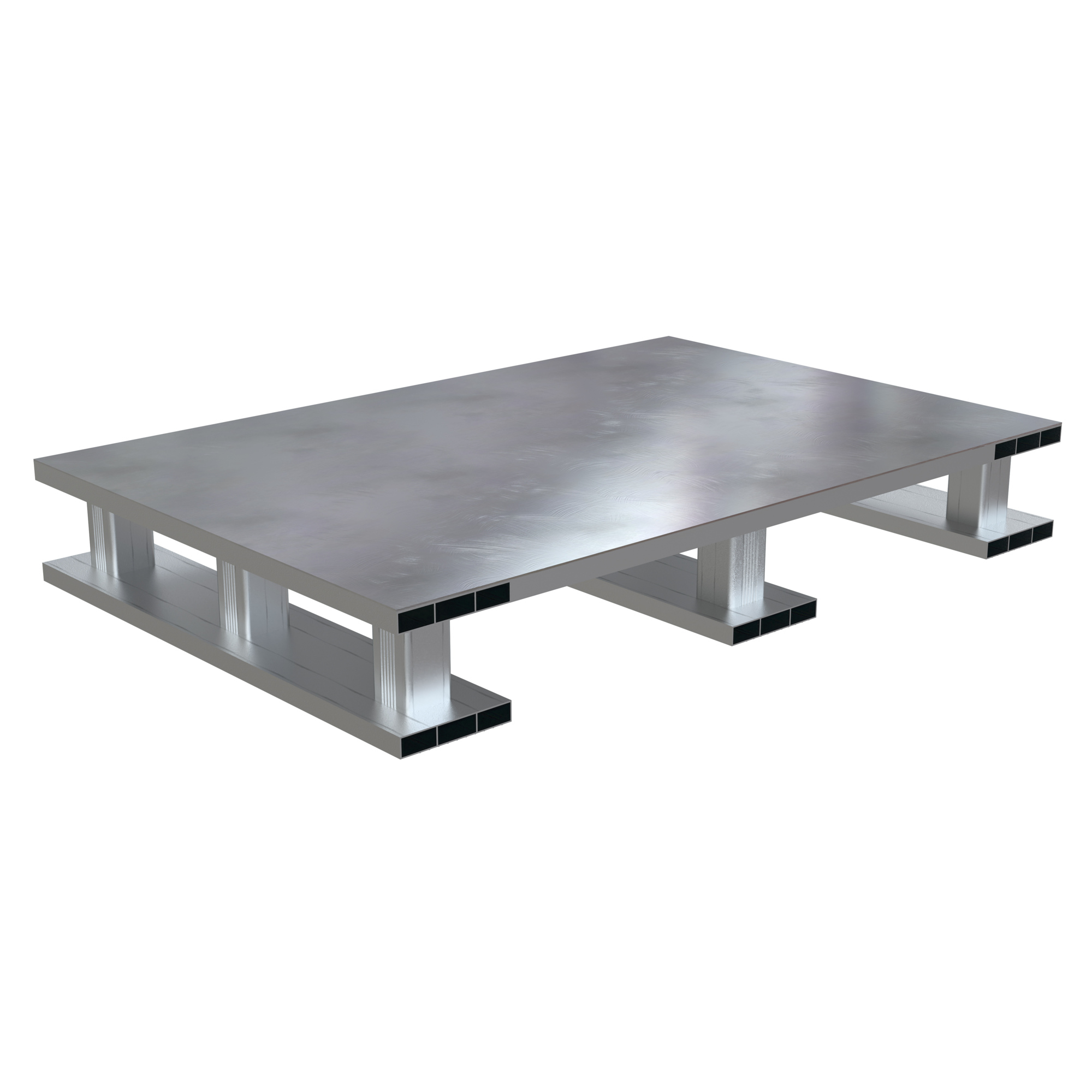Vestil Aluminum Half Pallet — 35-7/8in. x 23-7/8in., 4000-Lb. Capacity, Solid Top, Skid Bottom, Silver, Model# AP-ST-3624-SB