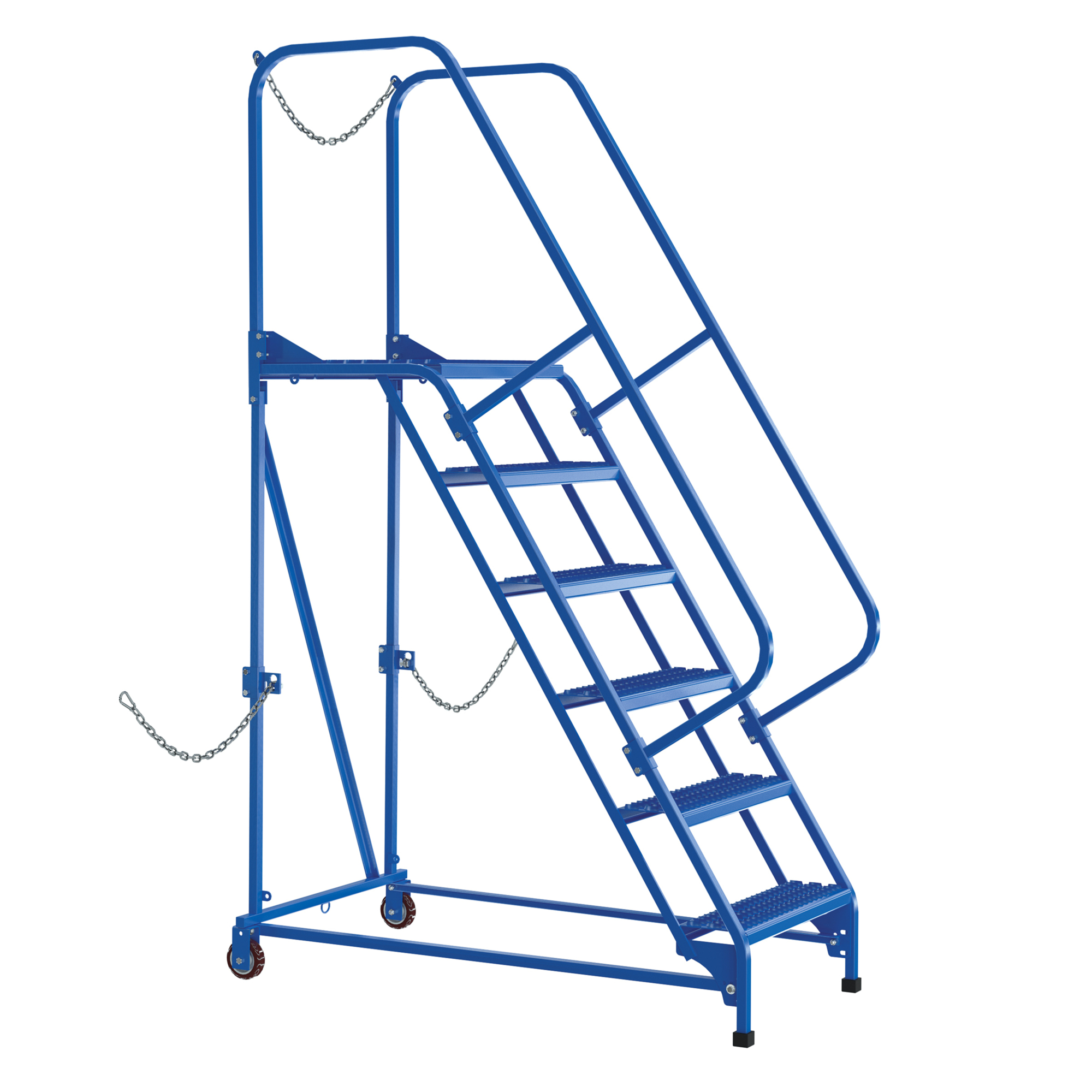 Vestil Steel Semi-Trailer Access Ladder — 58 Degree, 24in. Step Width, 350-Lb. Capacity, Grip Strut, Blue, Model# LAD-STAL-6-G