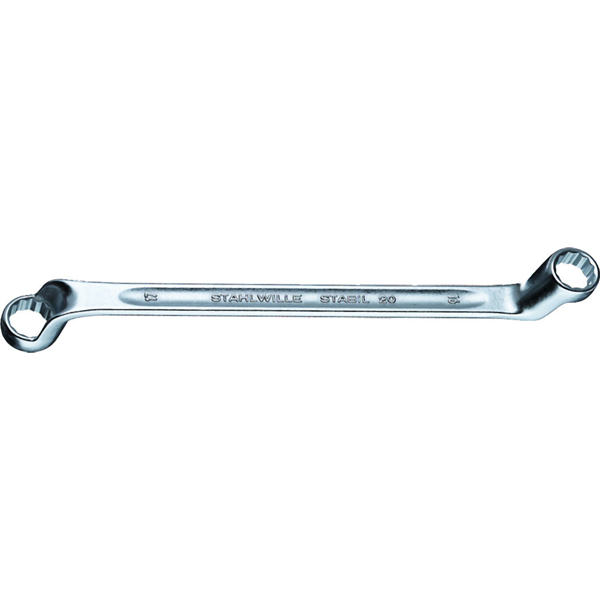 Stahlwille Double-End Ring Wrench — 17mm x 19mm, 270mm Length, Bi-Hex, AS-Drive, Model# 20