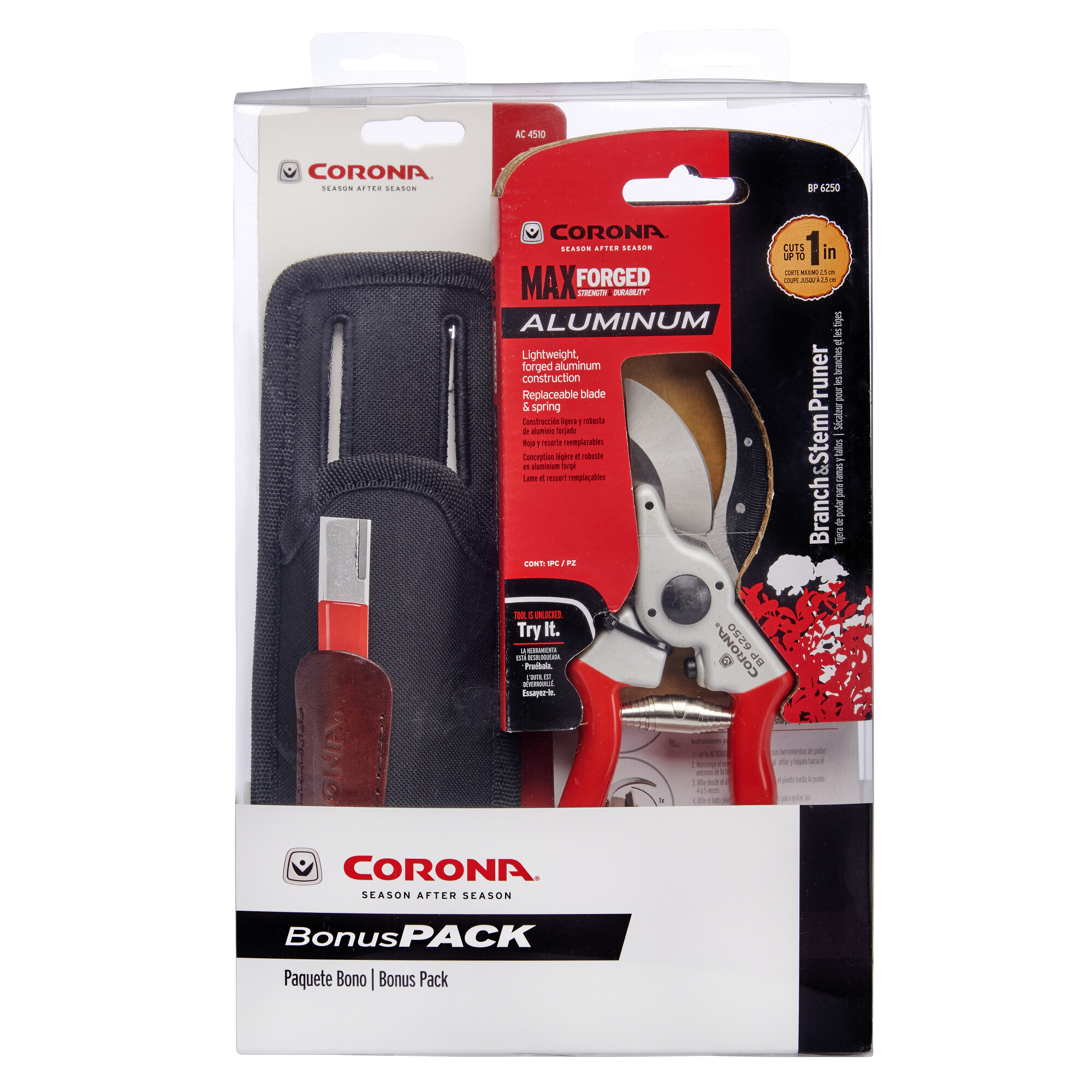 Corona SP 6250 Aluminum Bypass Pruner Bonus Pack, Model# SP 6250