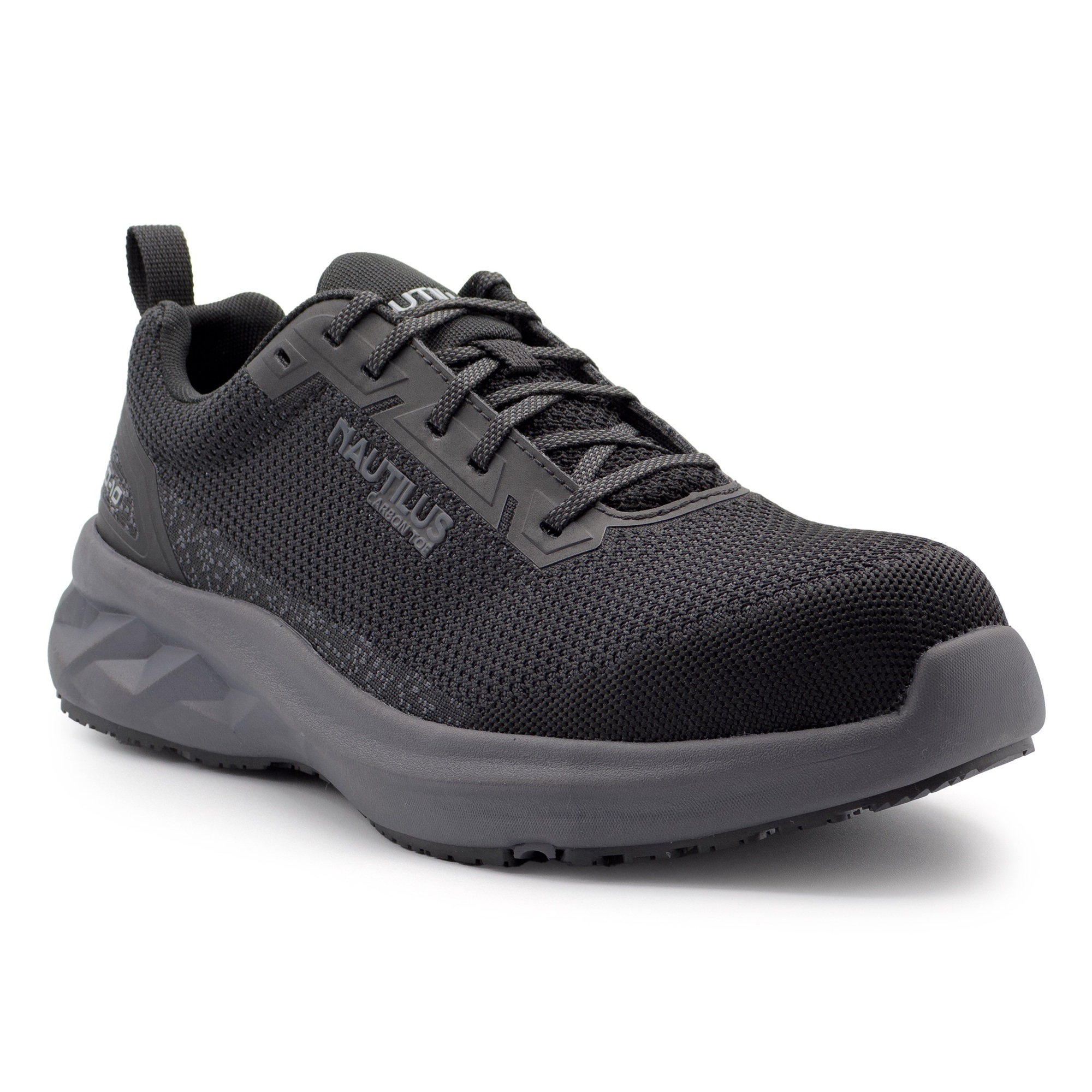 Nautilus Safety Footwear Men's Low Top Shoe — Black/Grey, Composite Toe, Slip-Resistant, Size 9.5, Model# N5120-9.5D