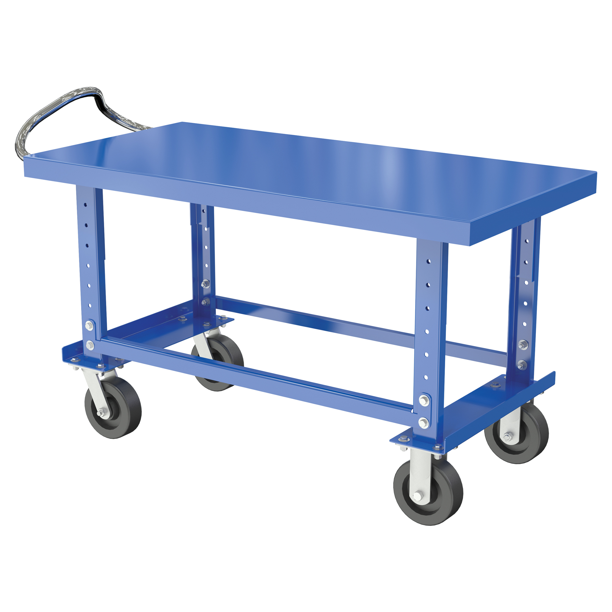 Vestil Steel Adjustable Shelf Cart — 24in. x 48in., Mold-On-Rubber Casters, 2,000-Lb. Capacity, Blue, Model# AHC-1-2448-MR