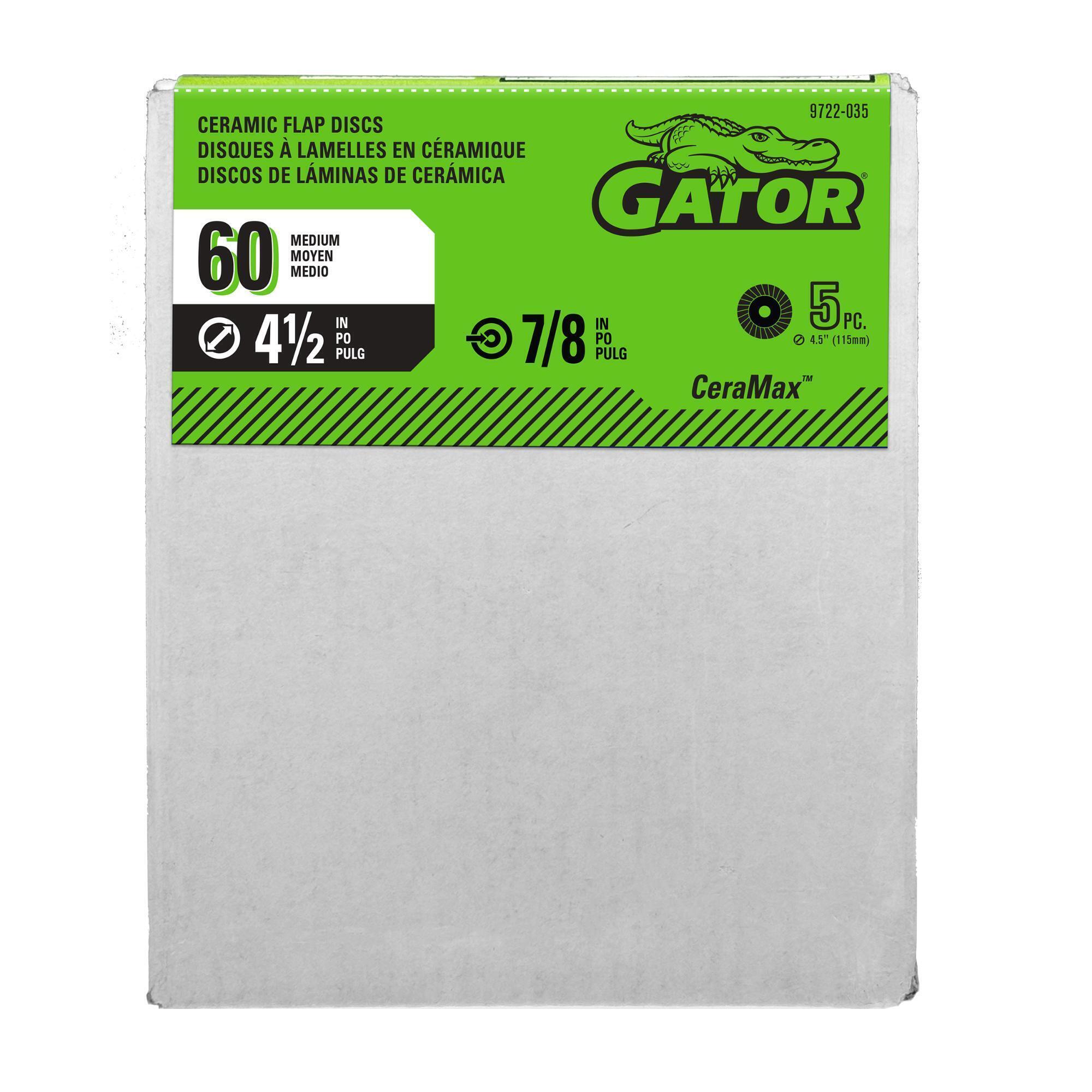 Gator CeraMax Premium Ceramic Flap Discs — 4-1/2in., 60 Grit, 4 Pcs, Model# 9722035DS