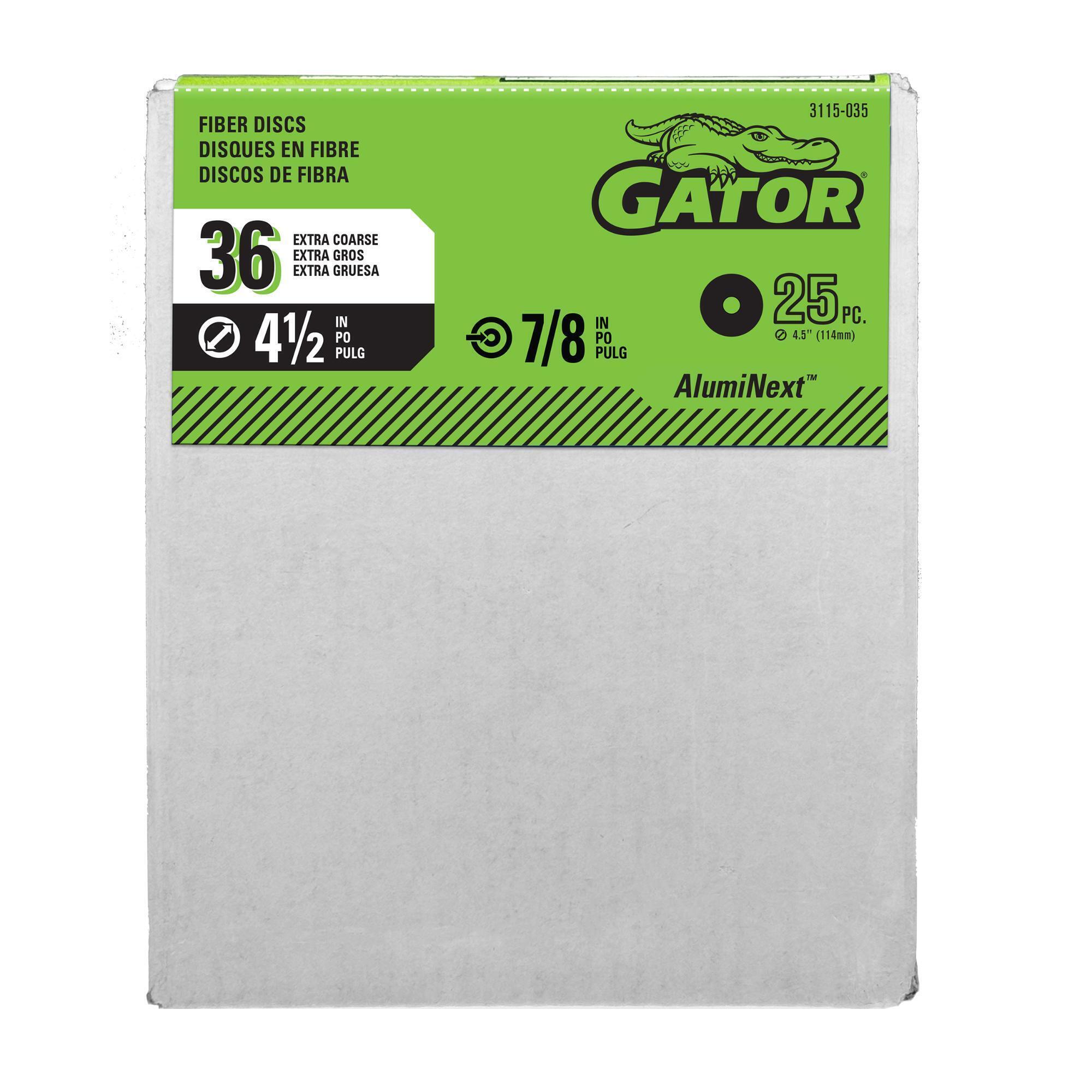 Gator AlumiNext Fiber Discs — 4-1/2in., 36 Grit, Aluminum-Oxide, 4 Pcs, Model# 3115035DS