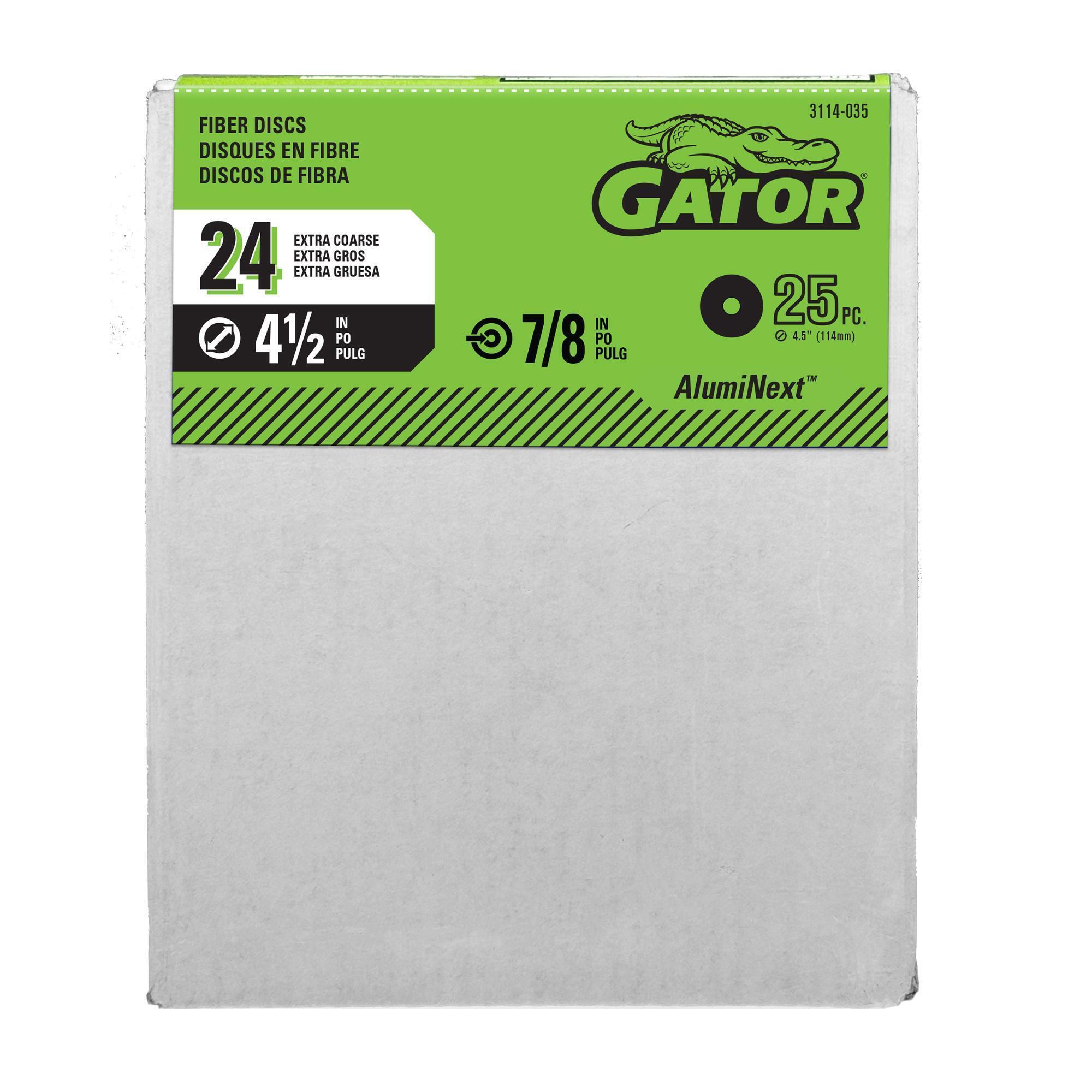 Gator AlumiNext Fiber Discs — 4.5in., 24 Grit, Aluminum Oxide, 4 Pcs, Model# 3114035DS