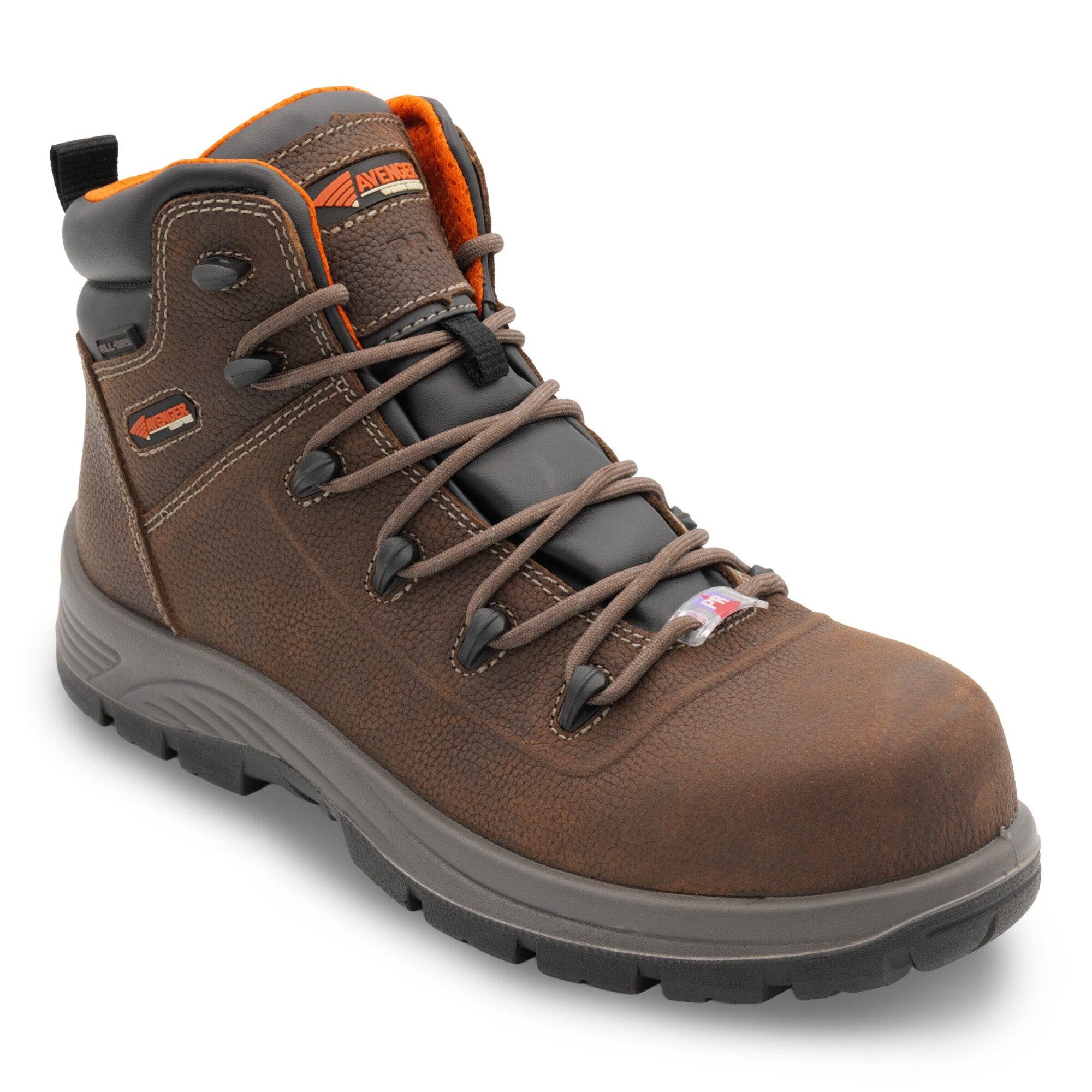Avenger Men's Framer Max Mid Work Boots — Composite Toe, Puncture-Resistant, Waterproof, Electrical Hazard Rated, Slip-Resistant, Size 11.5 EE, Brown, Model# A8200-11.5EE