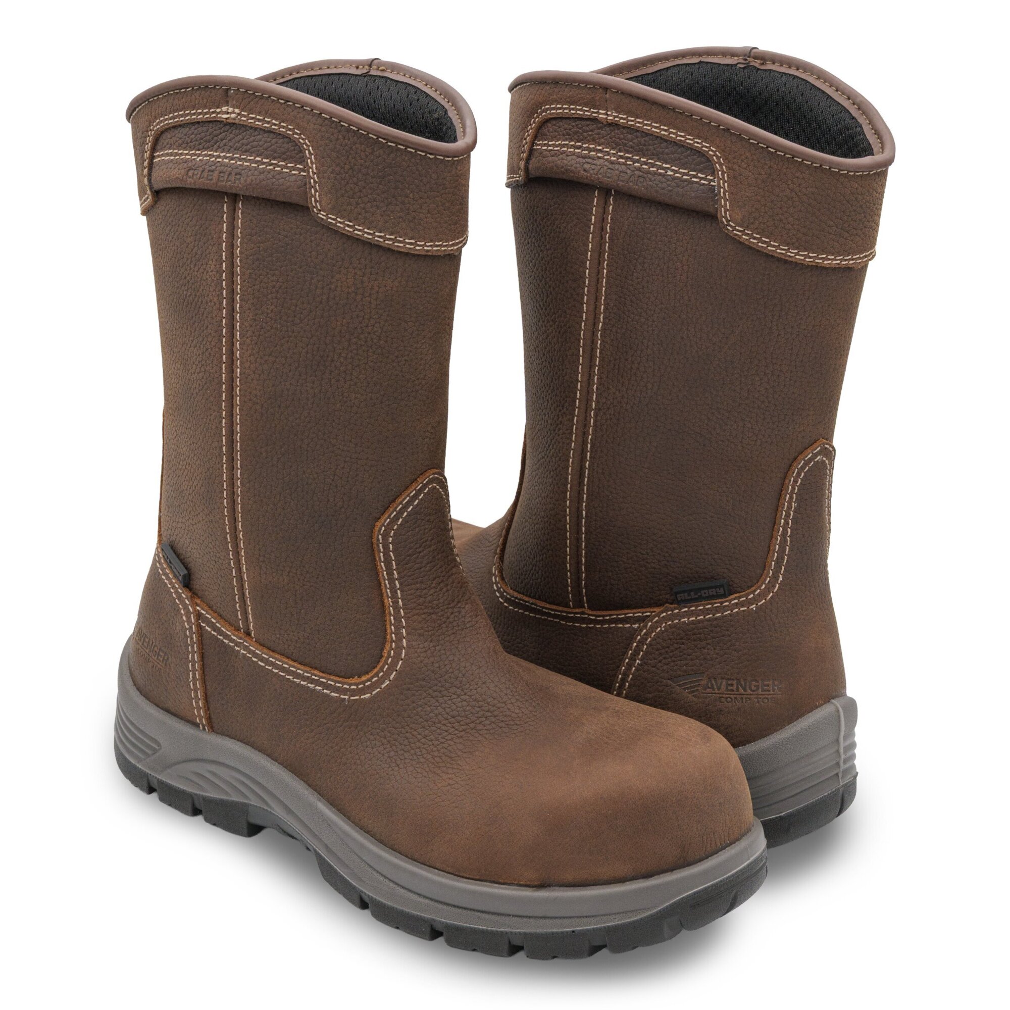 Avenger Women's Framer MAX Wellington Work Boots — Composite Toe, Waterproof, Electrical Hazard Rated, Slip-Resistant, Size 7.5 B Medium, Brown, Model# A8214-7.5B