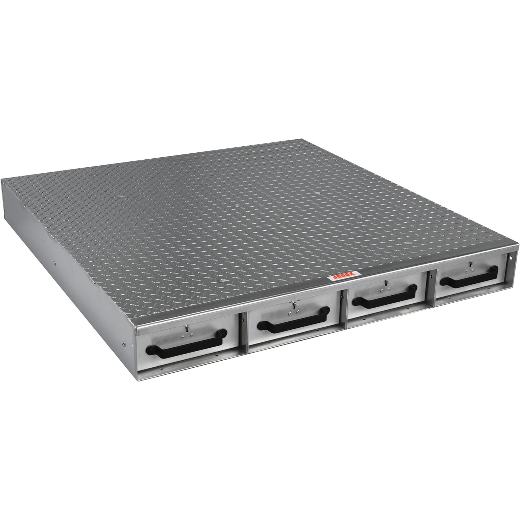 JOBOX Horizontal 4-Drawer Van/Truck Tool Box — Aluminum, Smooth/Diamond Plate, 50in. x 48in. x 6in., Model# 1404980