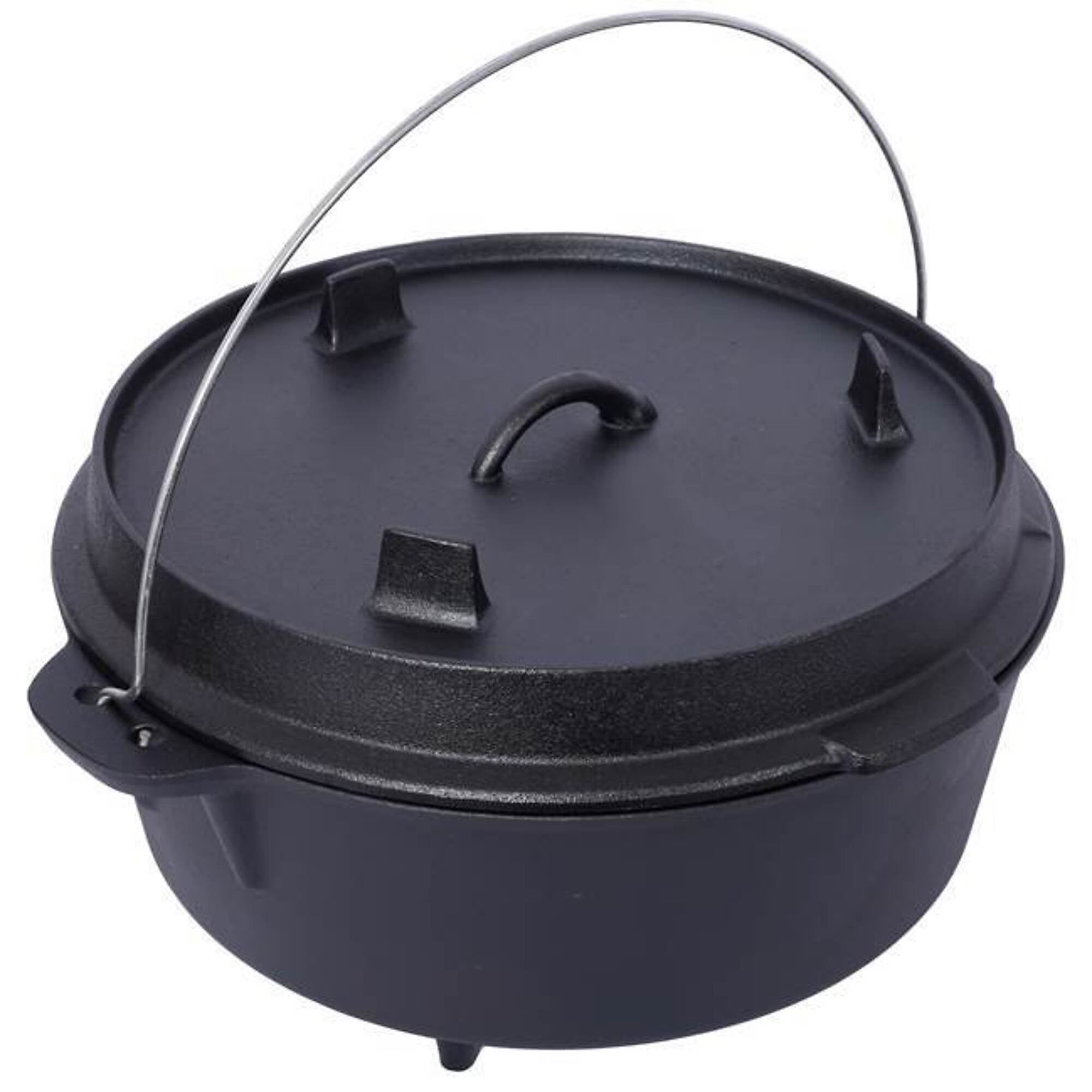 TMB Pre-Seasoned Cast Iron Dutch Oven — 12 Quart, Skillet Lid, Heavy-Duty, Model# BAC-W465126163
