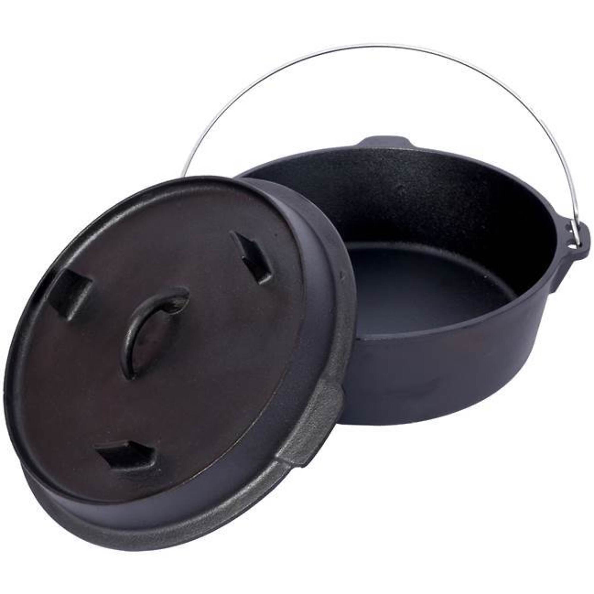 TMB Pre-Seasoned Cast Iron Dutch Oven with Skillet Lid — 4.5 Qt., Iron Pot Rack, Lid Lifter, Model# BAC-W465P236469
