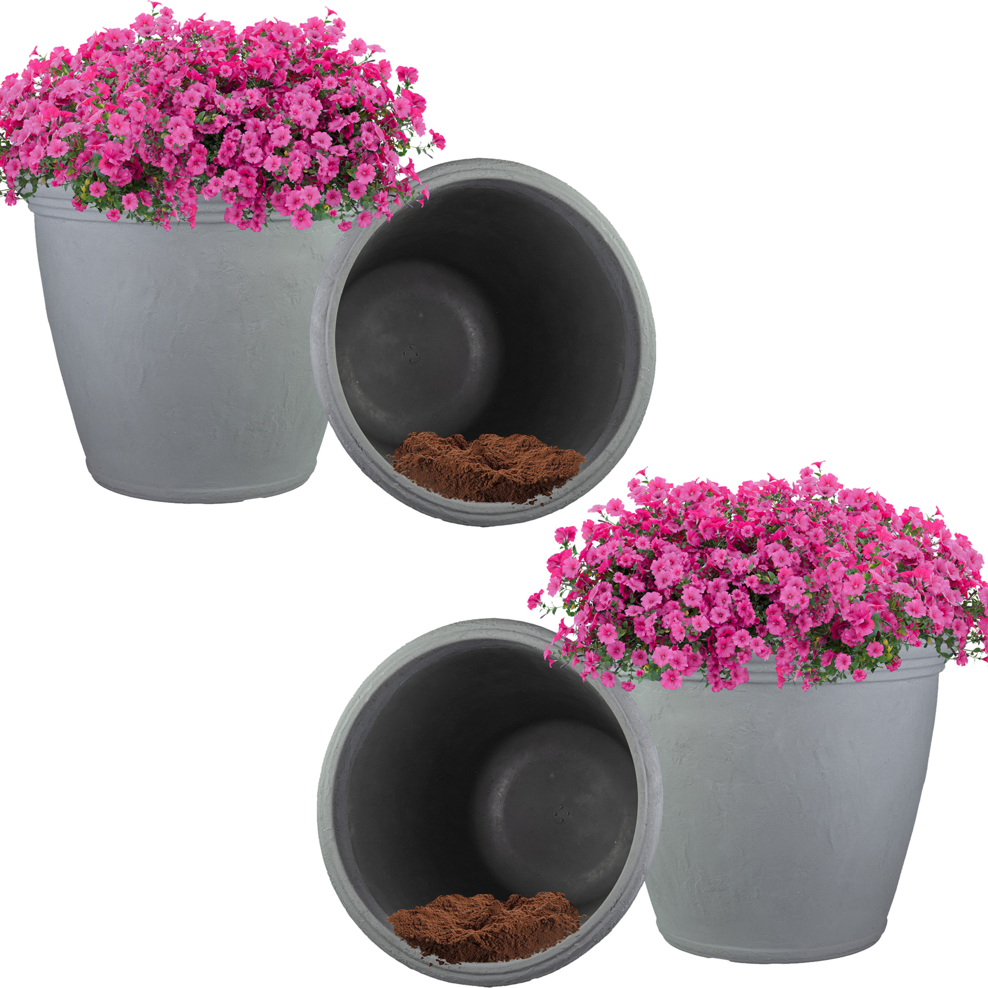 Sunnydaze Weather-Resistant Double-Walled Outdoor Flower Pot Planter — 24in., Light Gray, 4-Pack, Model# DG-292-4PK