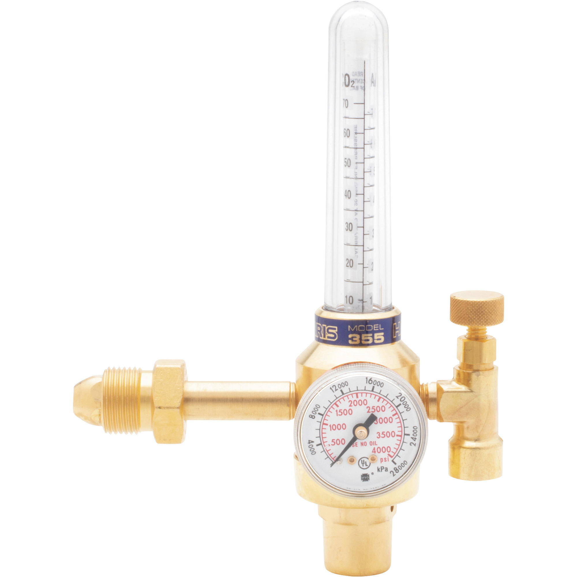 Harris Flowmeter Regulator, Argon/Carbon Dioxide, CGA 580 Inlet, 5/8in.-18 (F) Outlet, Model# 3100200