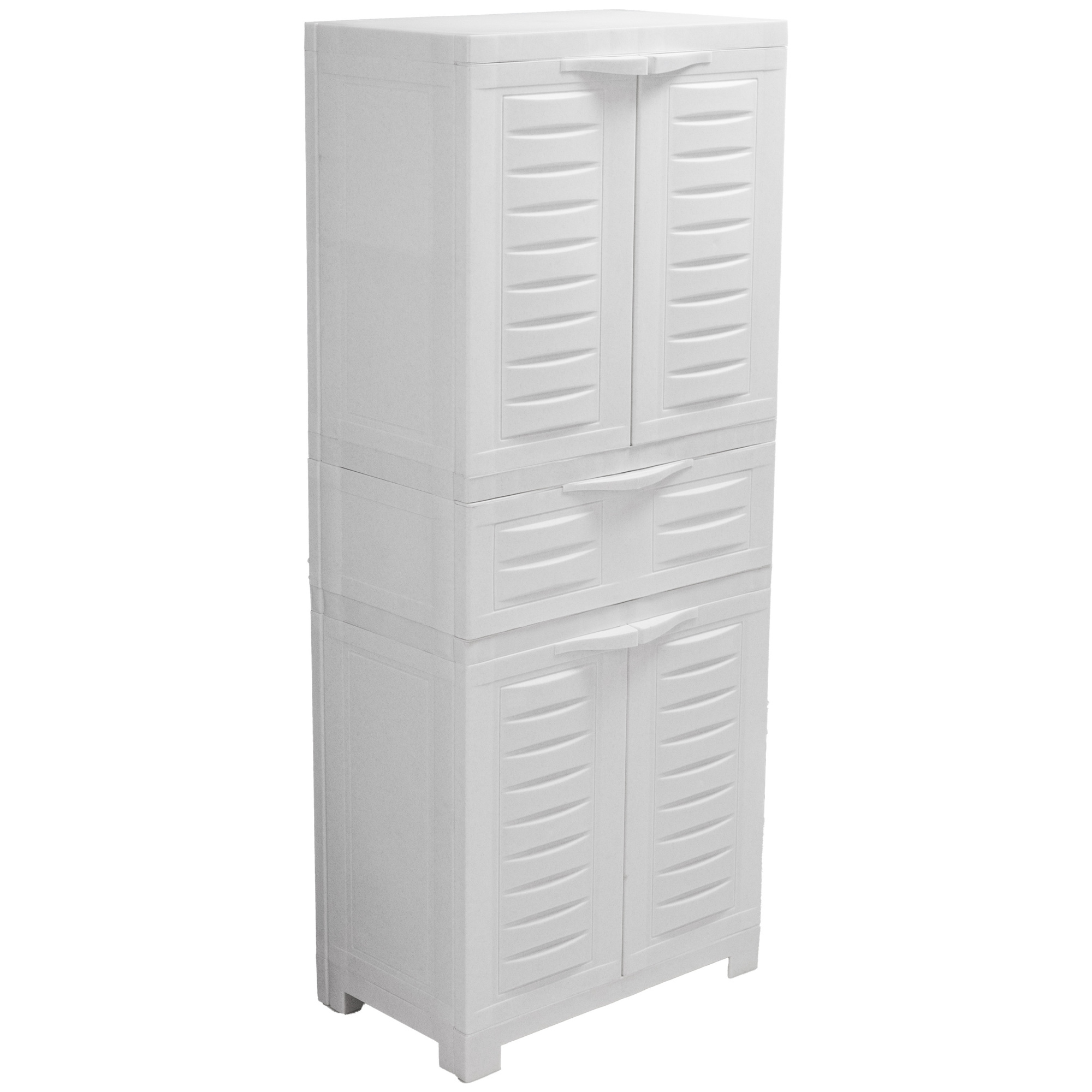 Sunnydaze Plastic Storage Cabinet — 57in., Speckled White, 2 Adjustable Shelves, Polypropylene, Model# SUP-2711