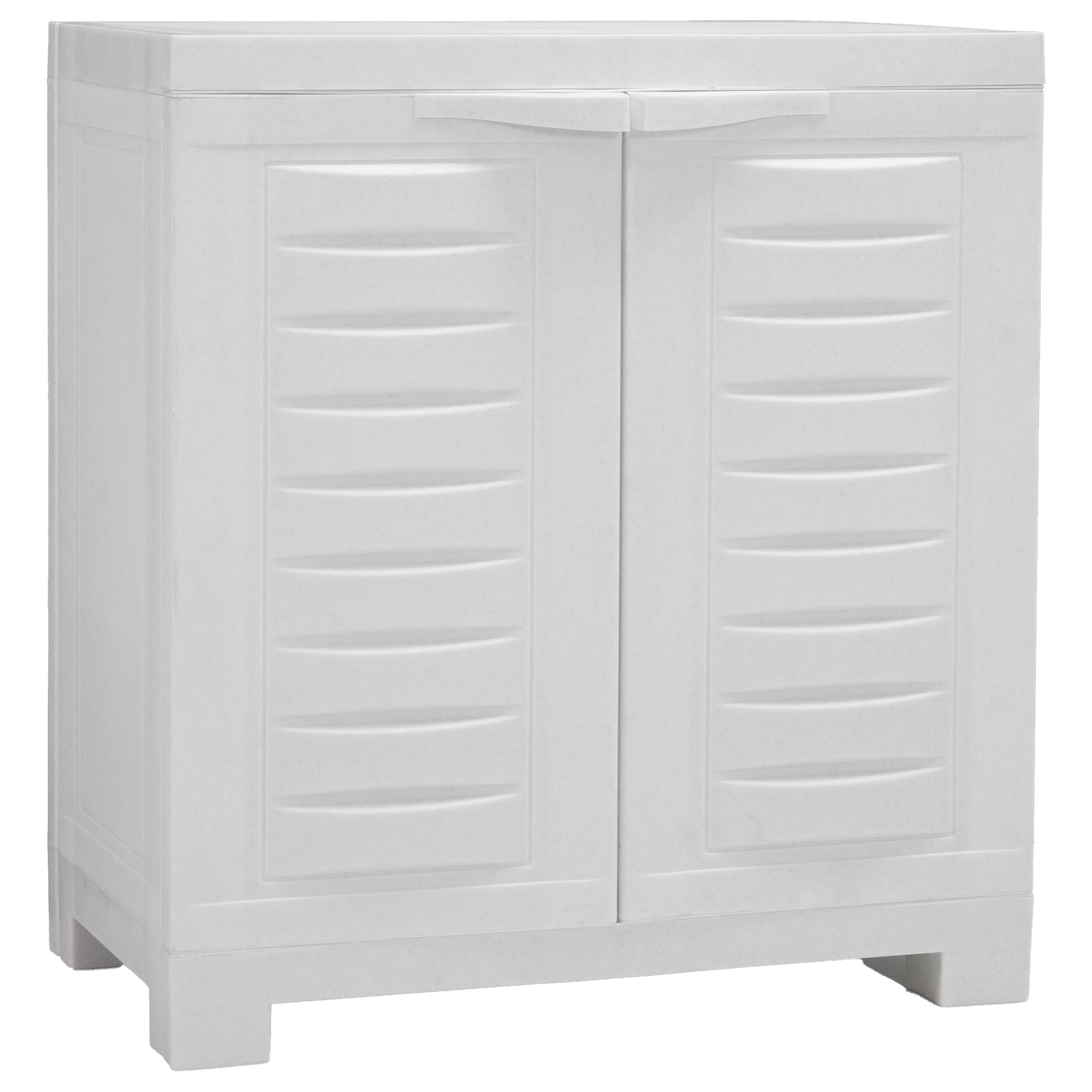 Sunnydaze Versatile Plastic Storage Cabinet — 25.5in., Adjustable Shelf, Speckled Gray with Charcoal Trim, Model# SUP-3011