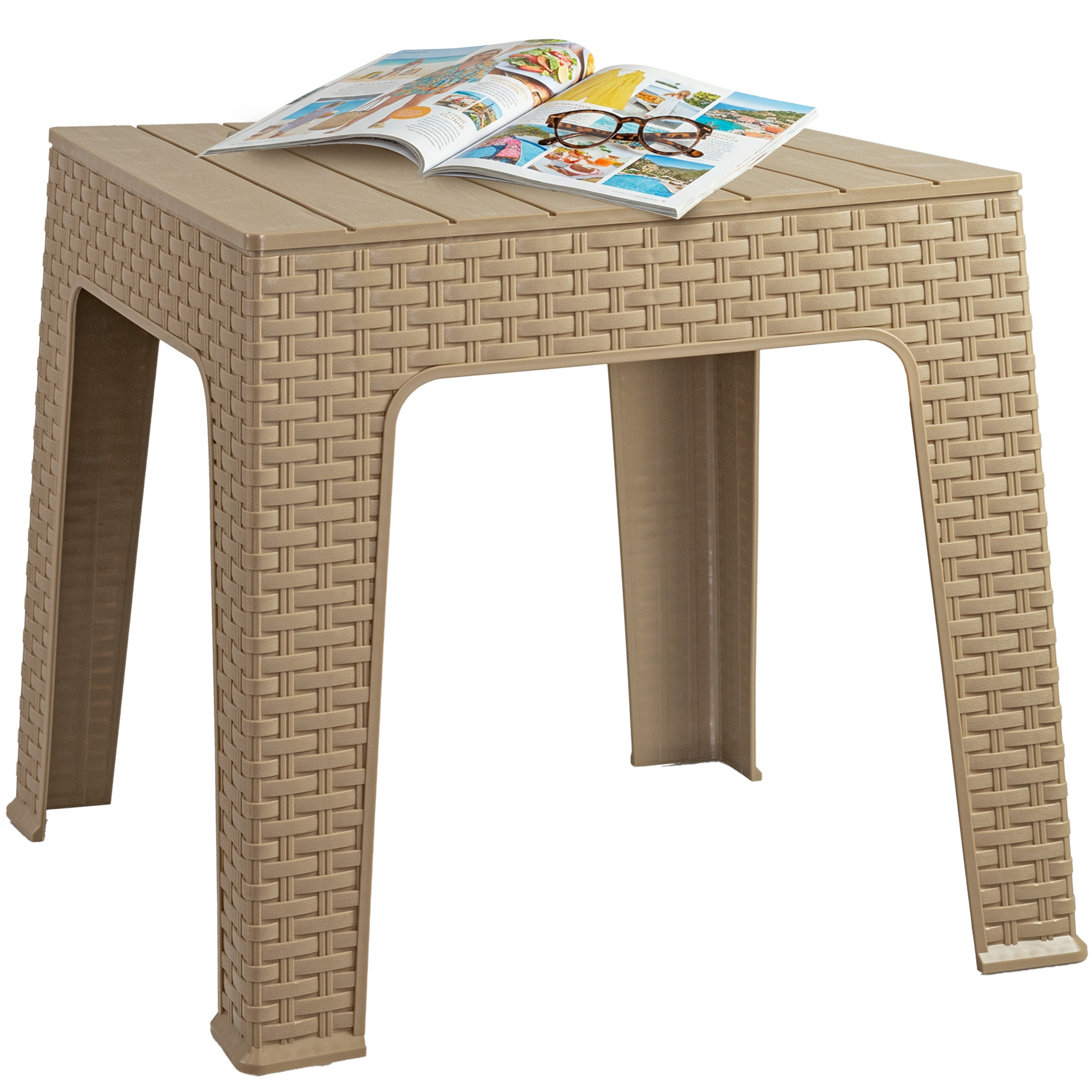 Sunnydaze Outdoor Patio Side Table — 17.75in. Square, Polypropylene, Beige, Model# SUP-438