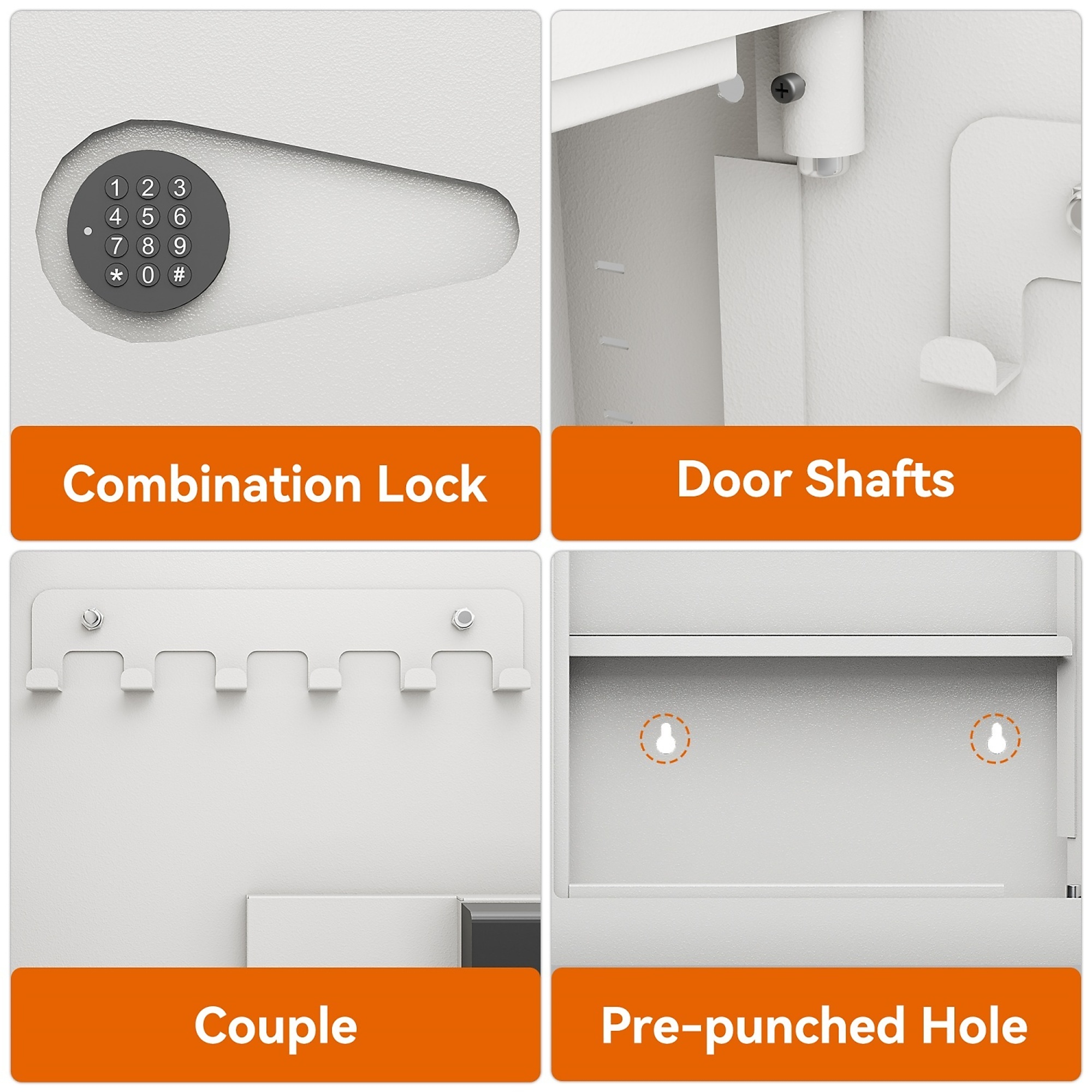 0.73 cu. ft. Steel Fire-Resistant Combination Lock Wall Safe with 2 ...