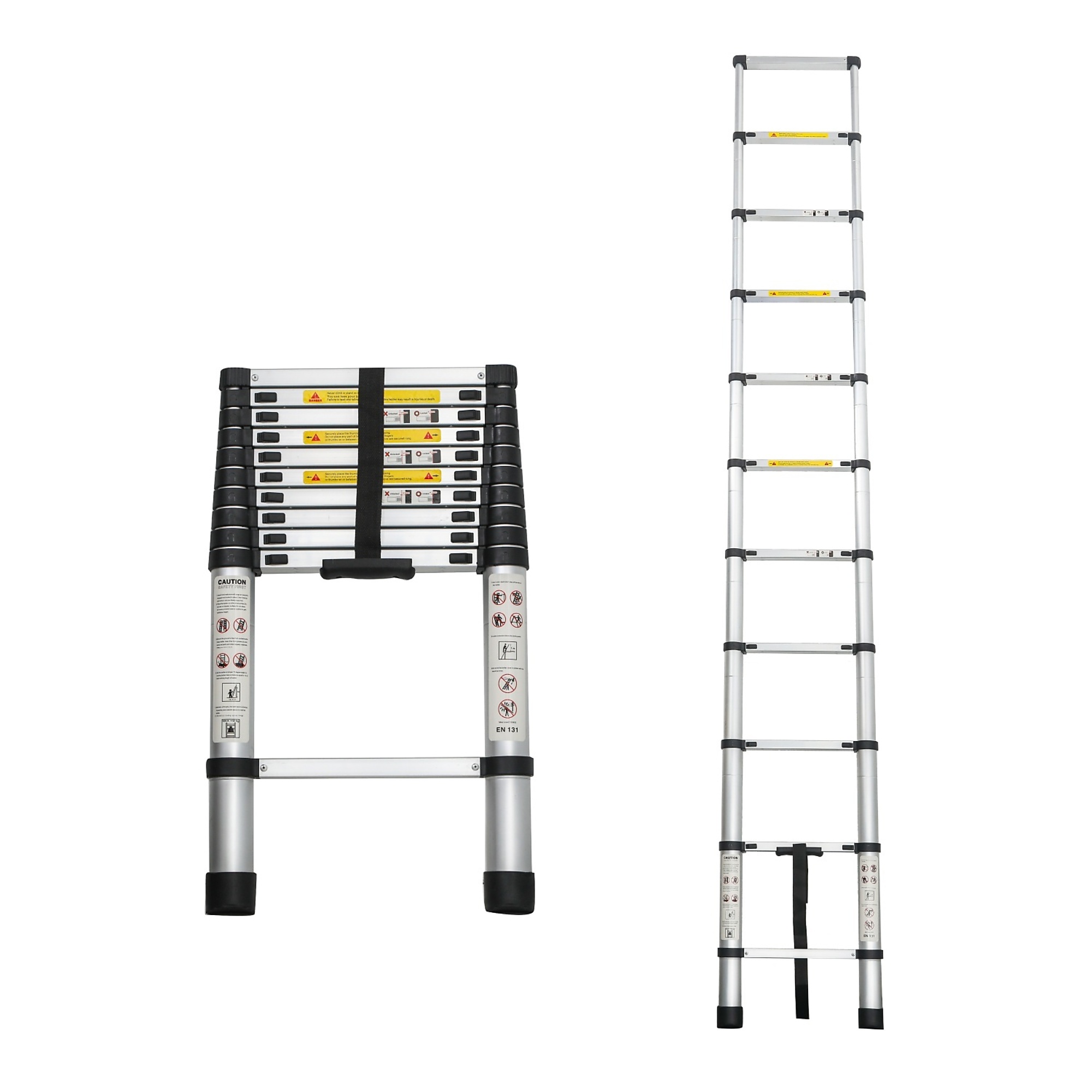 BlackTeck Aluminum Telescopic Extension Ladder — 10.5ft., 300-Lb. Capacity, Type 1A, Non-Slip Treads, Safety Belts, Model# N2-255607