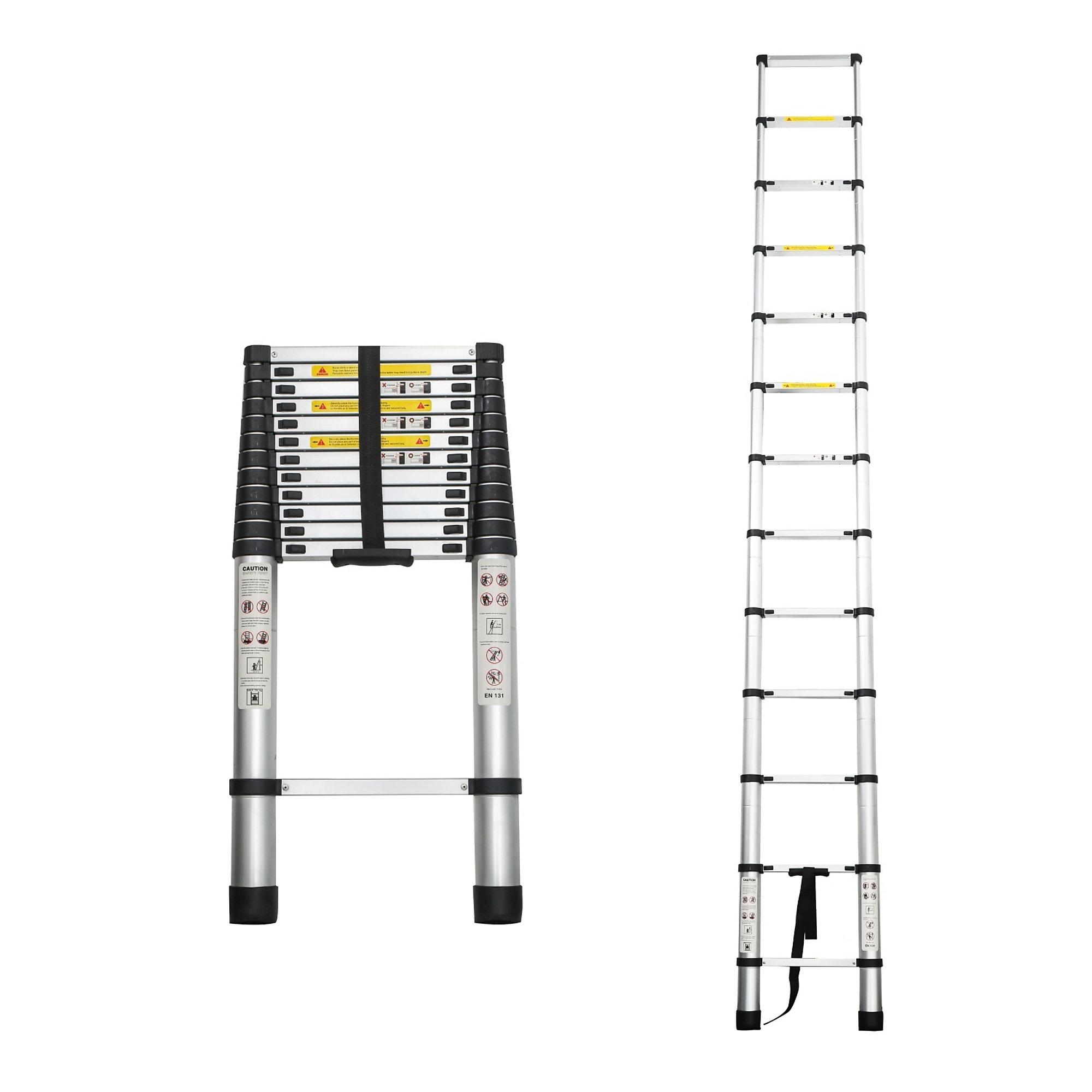 BlackTeck Aluminum Portable Telescopic Extension Ladder — 12.5ft., 300-Lb. Capacity, Type IA, Non-Slip Treads, Model# N2-255609