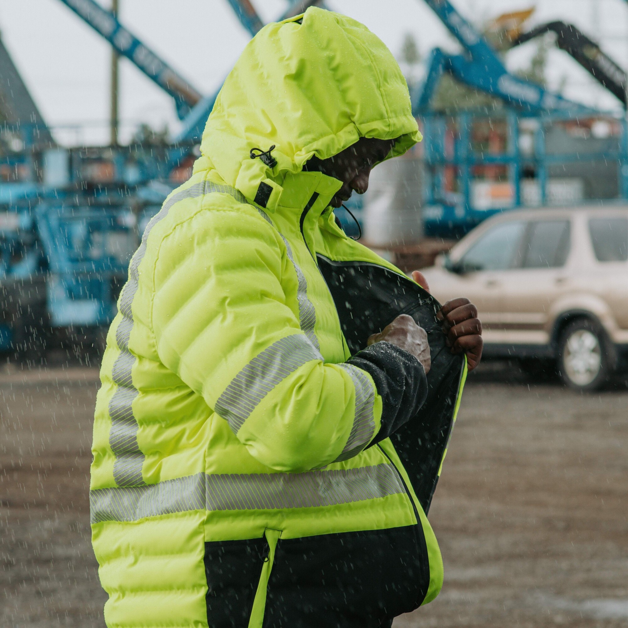 Pioneer Seamless Quilted Parka — Hi-Vis Yellow/Black, 4XL