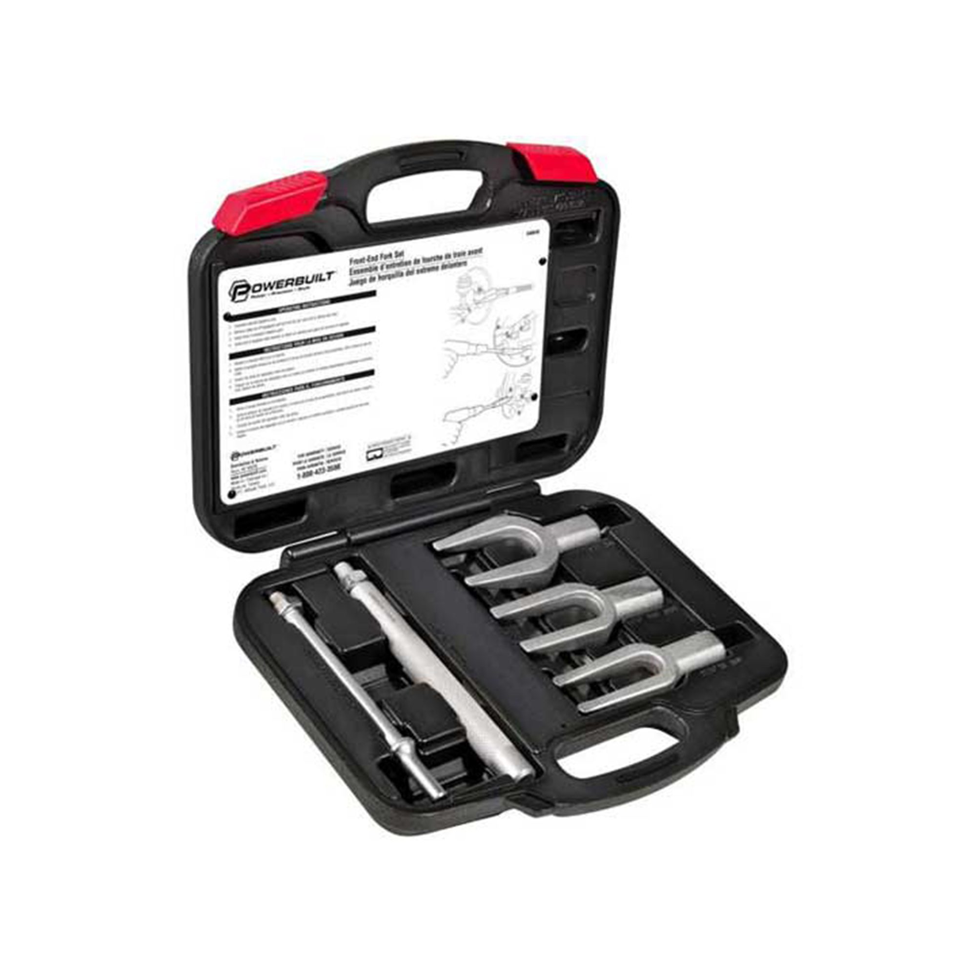 Powerbuilt Front-End Fork Set — 5-Piece, Heat-Treated Alloy Steel, 11/16in., 15/16in., 1-1/8in. Openings, Dual Handles, Model# PBT648646