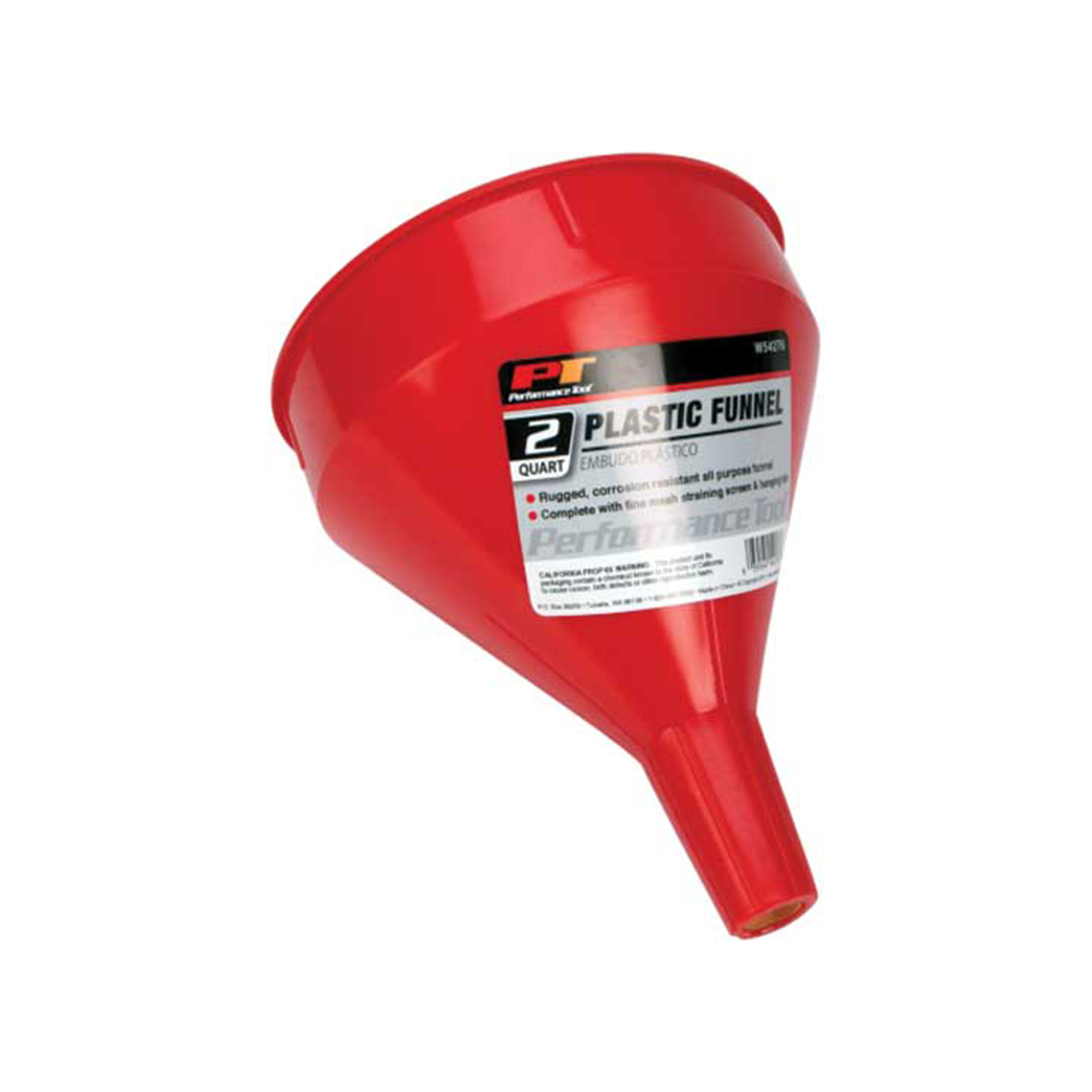 Performance Tool Plastic Funnel — 2 Quart, Corrosion-Resistant, Multi-Purpose, Model# PRTW54276