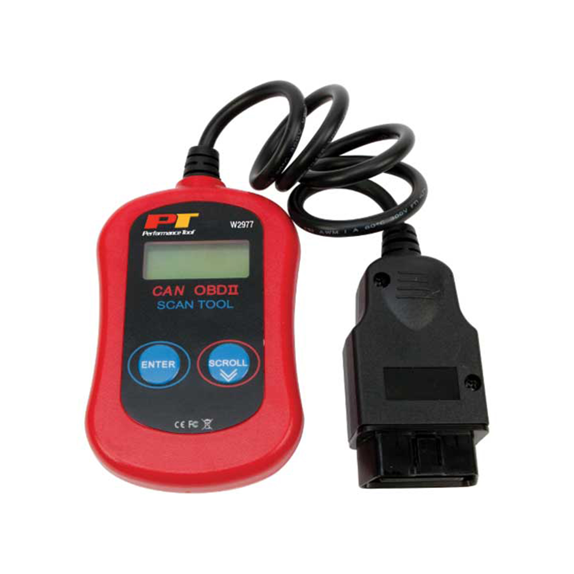 Performance Tool CAN OBDII Diagnostic Scan Tool — Read & Clear DTC Codes, Reset Check Engine Light, No Batteries Needed, Model# PRTW2977