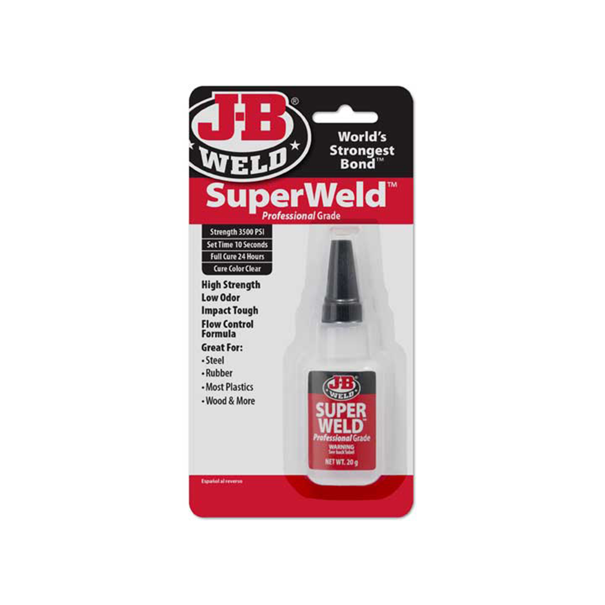 JB Weld SuperWeld Professional Grade Instant Adhesive — 20g, Clear, 3500 PSI Bond Strength, Model# JBW33120